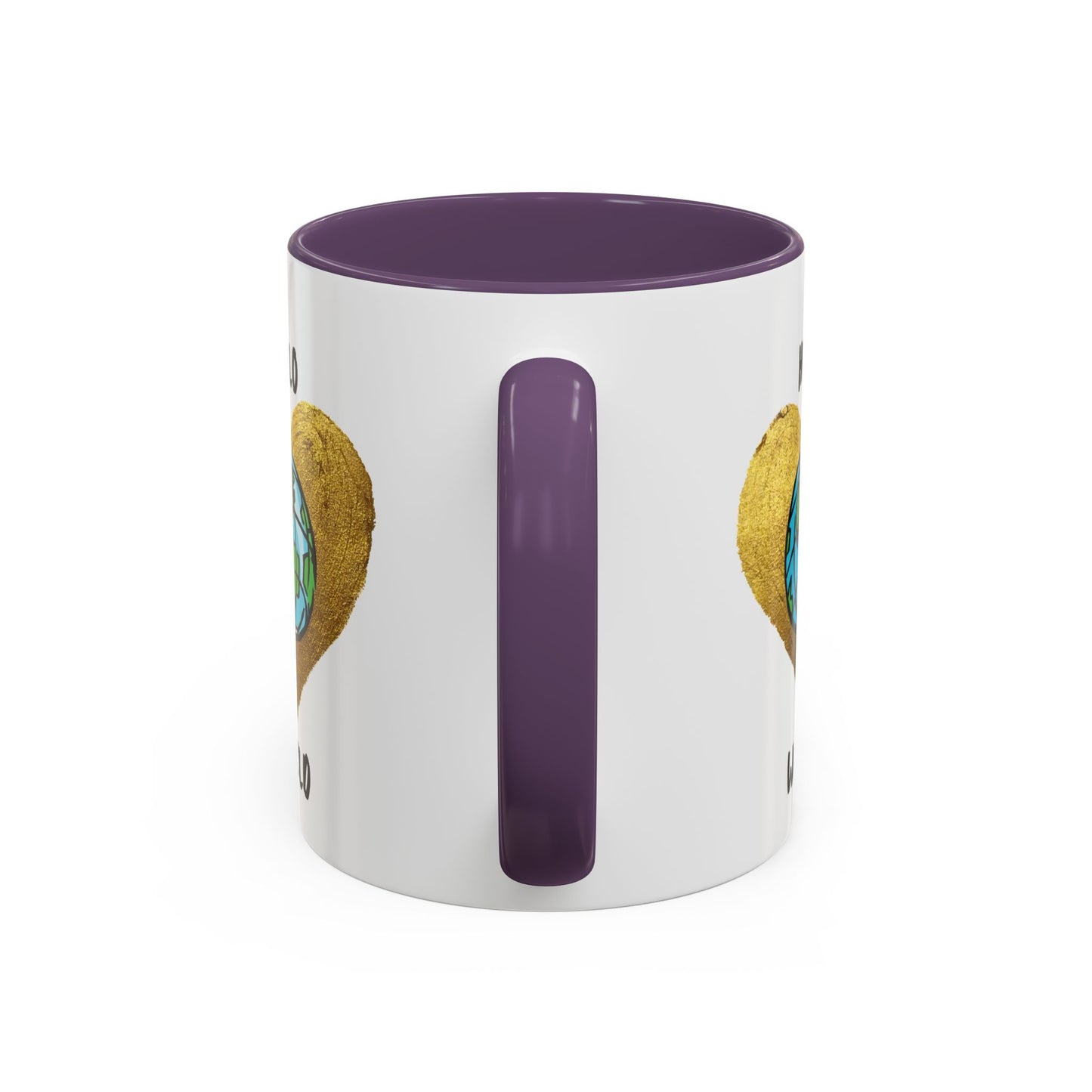 Hello World Coffee Mug — Heart Globe Accent 11oz