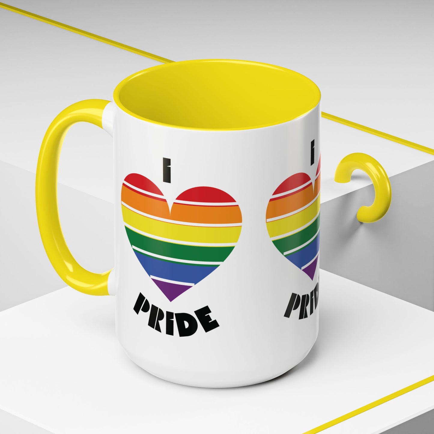 I Heart Pride Accent Coffee Mug – Rainbow Love 11/15oz