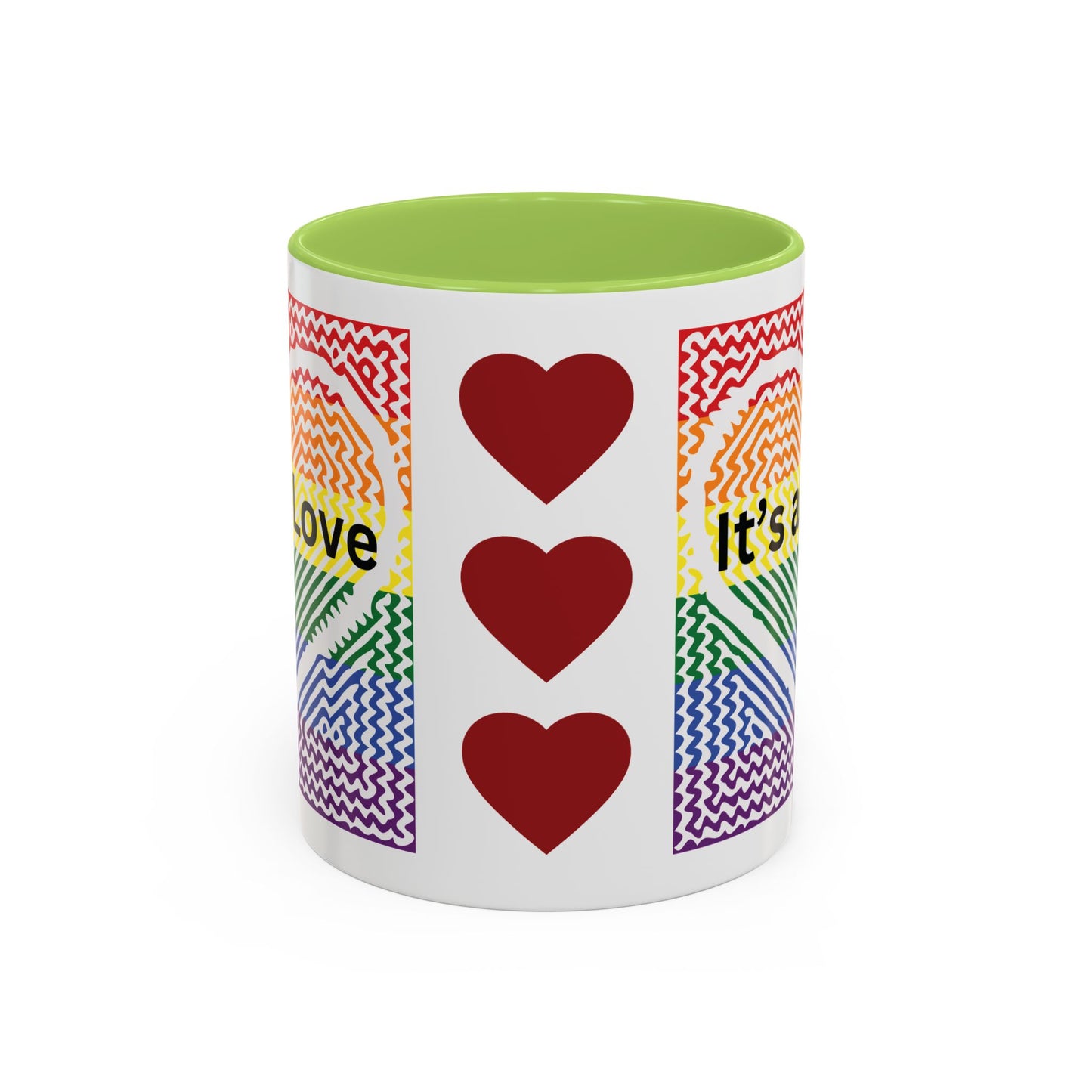 It's All Love Rainbow Heart Coffee Mug — Pride Accent Mug (11/15oz)