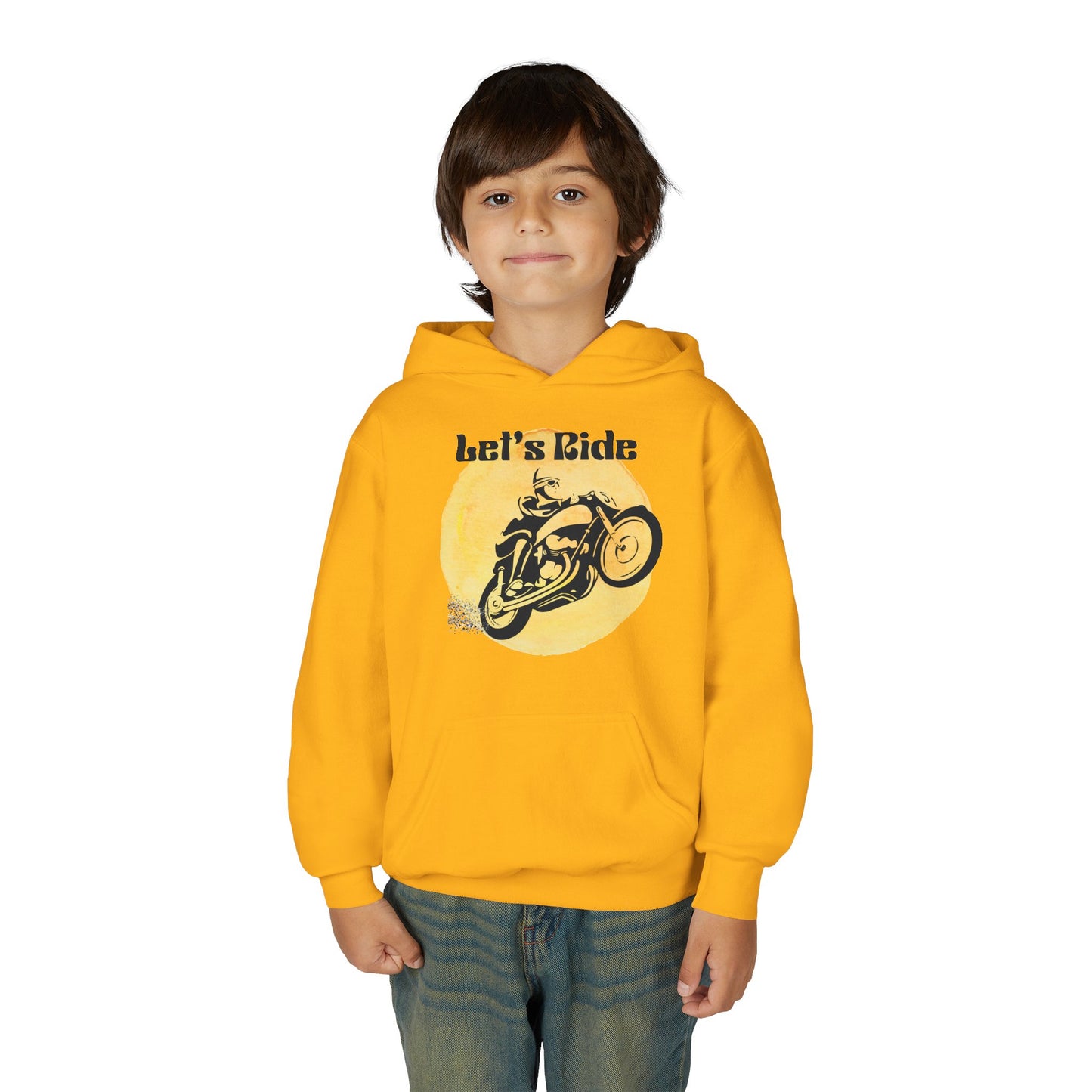 Youth Hoodie - "Let's Ride" Vintage Motorcycle Graphic