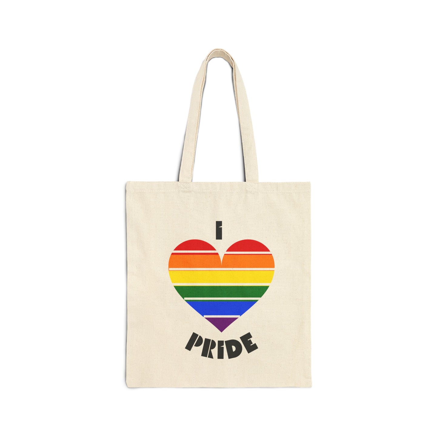 Pride Heart Tote Bag — Rainbow 'I Heart Pride' Cotton Canvas Shopper