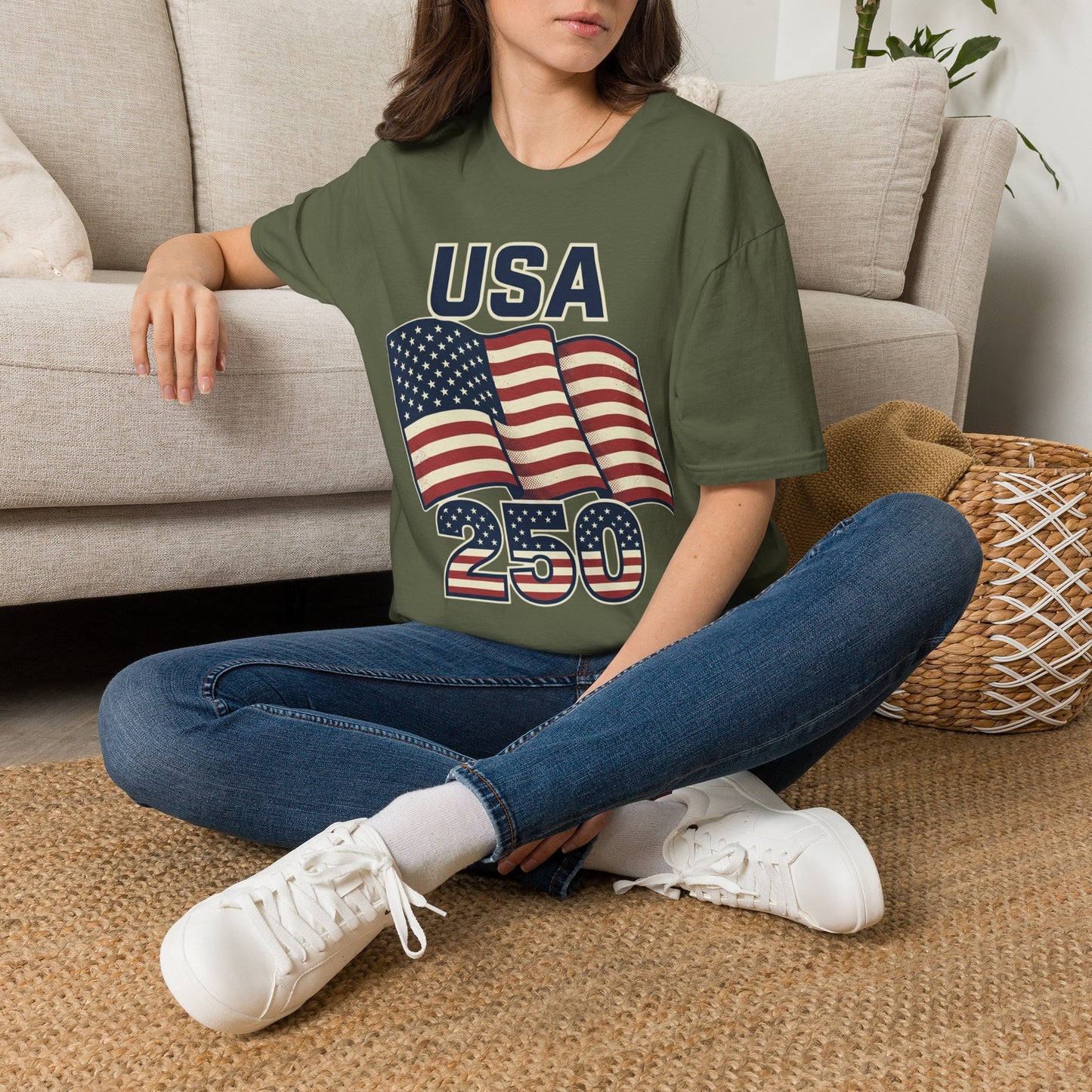 USA Flag T-Shirt — Patriotic 'USA 250' Graphic Tee