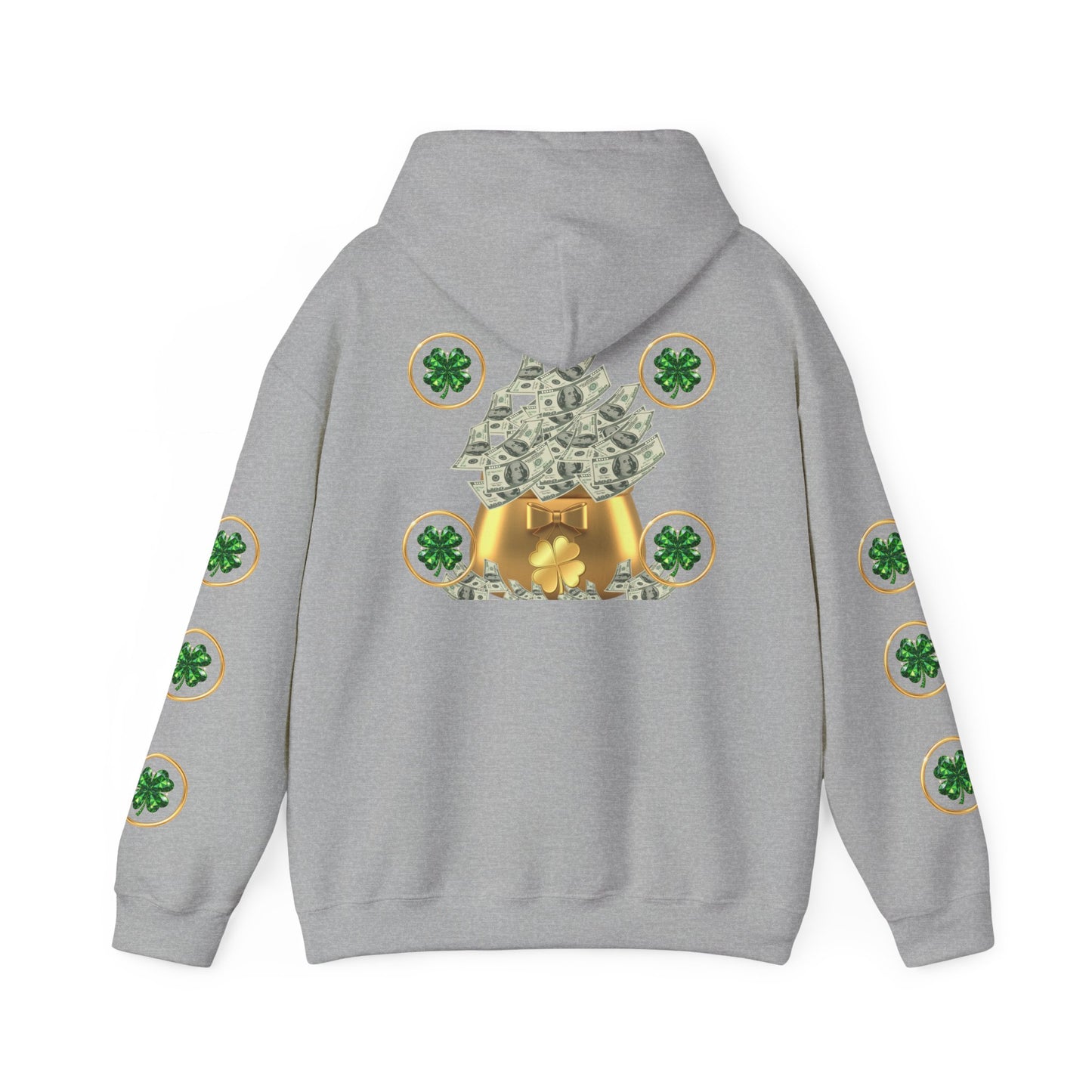 St. Patrick’s Day Lucky Pot Hoodie — Gold Pot of Money Shamrock Sweatshirt