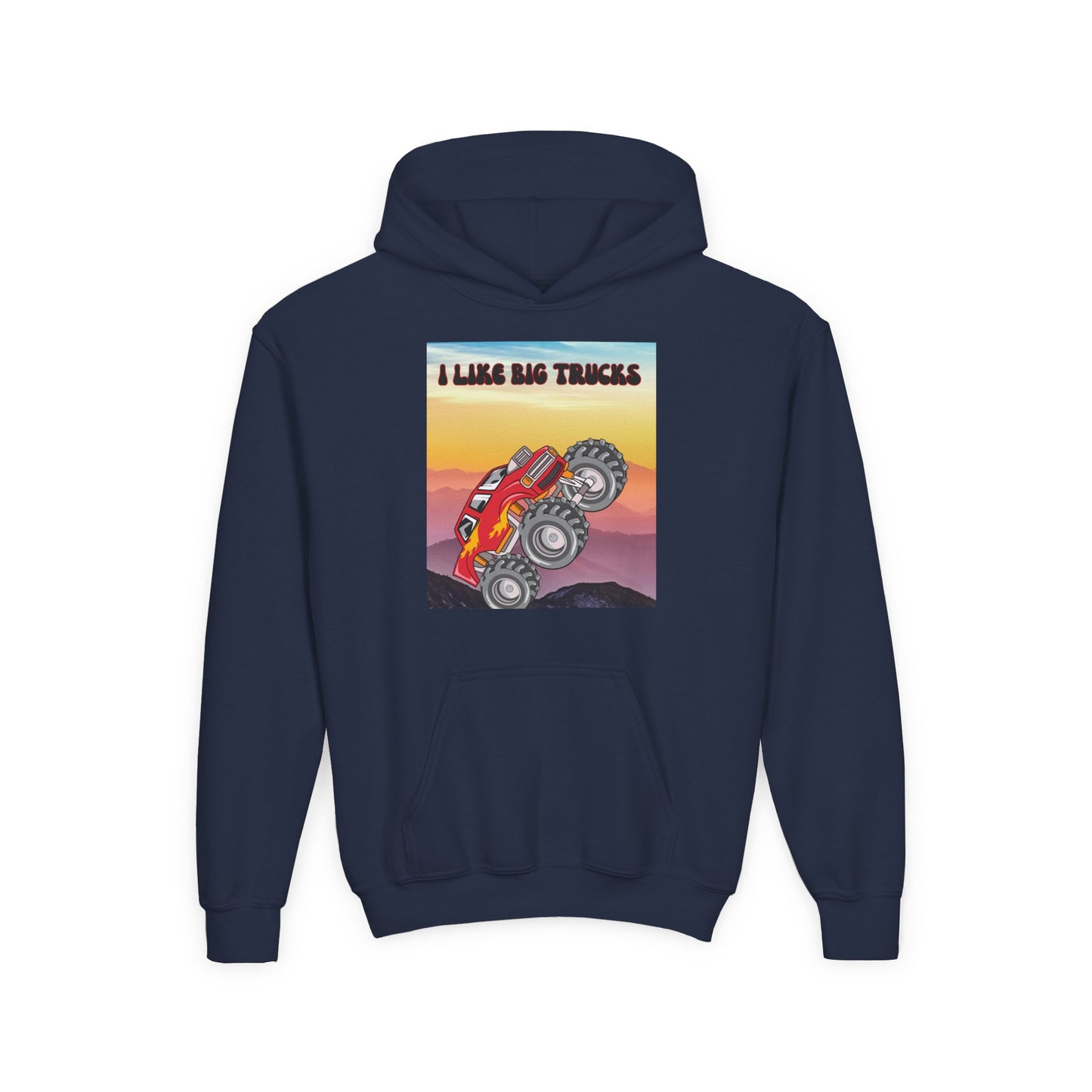 Youth Hoodie — "I Like Big Trucks" Monster Truck Graphic