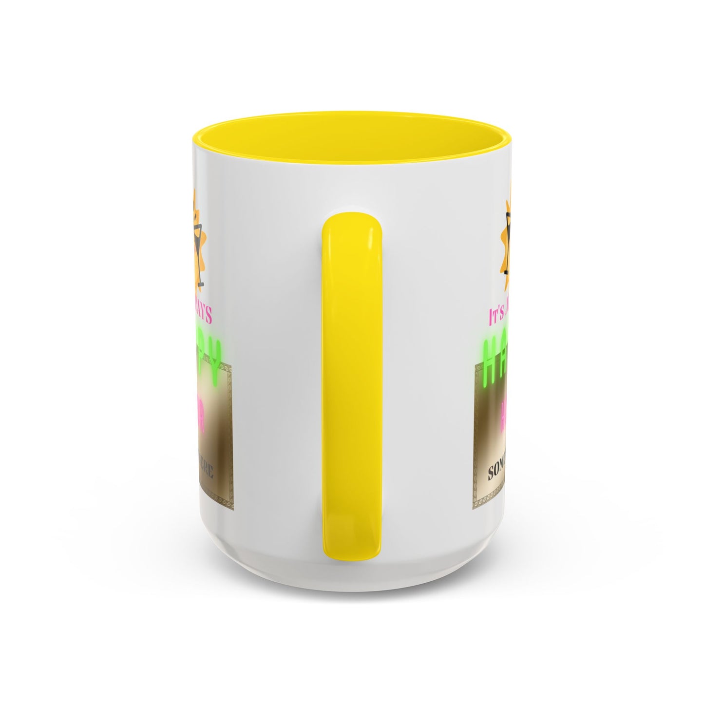 Coffee Mug — "It's Always Happy Hour Somewhere" Neon Sun Cocktail Accent Mug