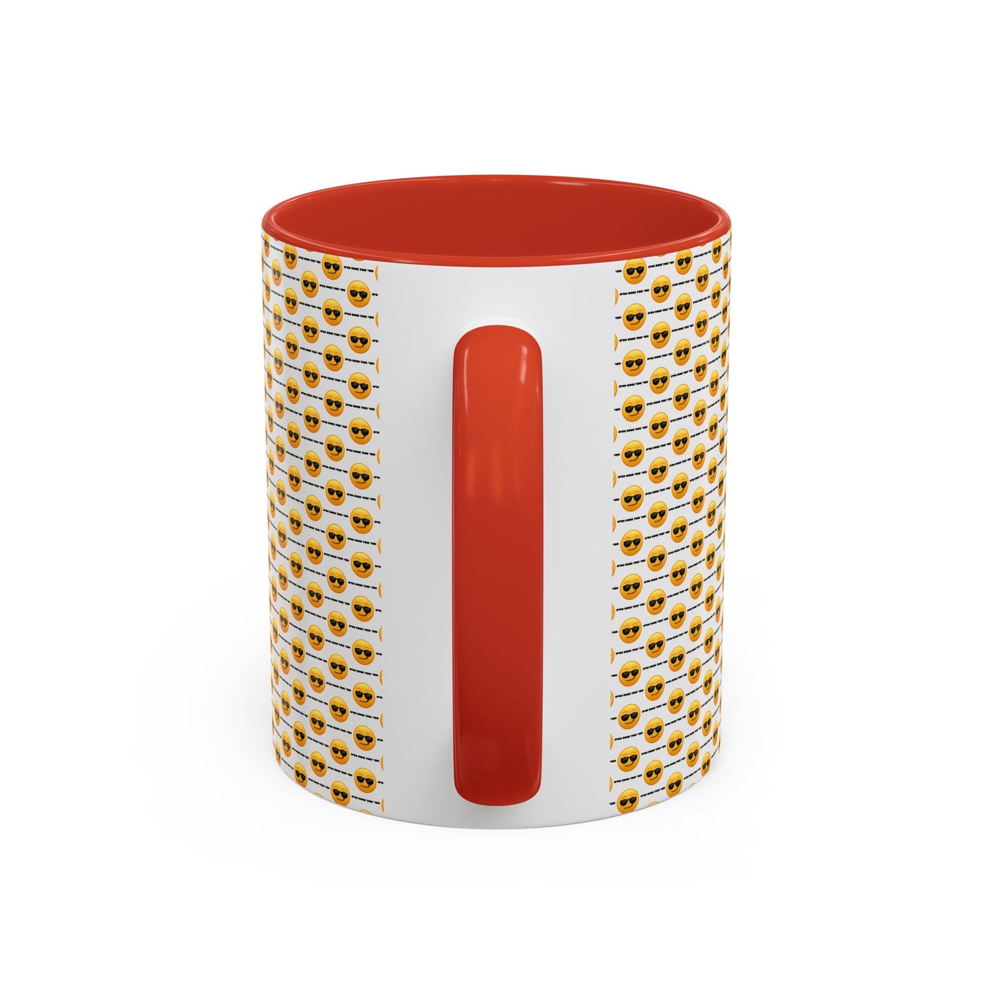 Sunglasses Emoji Pattern Accent Coffee Mug (11 oz) Asking "Who Run's This Ish"