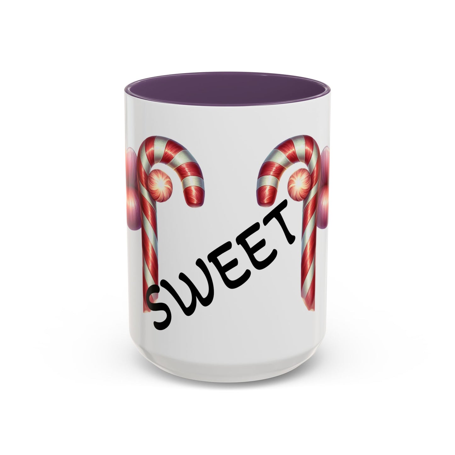 Candy Cane Kiss Accent Coffee Mug — "Sweet" Holiday Hot Cocoa Cup