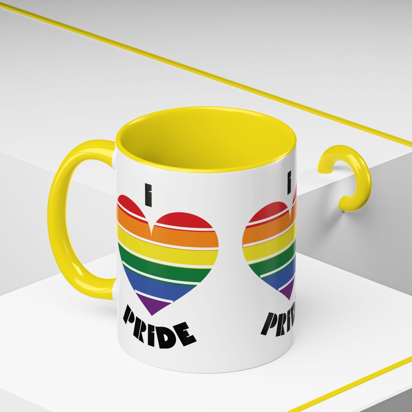 I Heart Pride Accent Coffee Mug – Rainbow Love 11/15oz