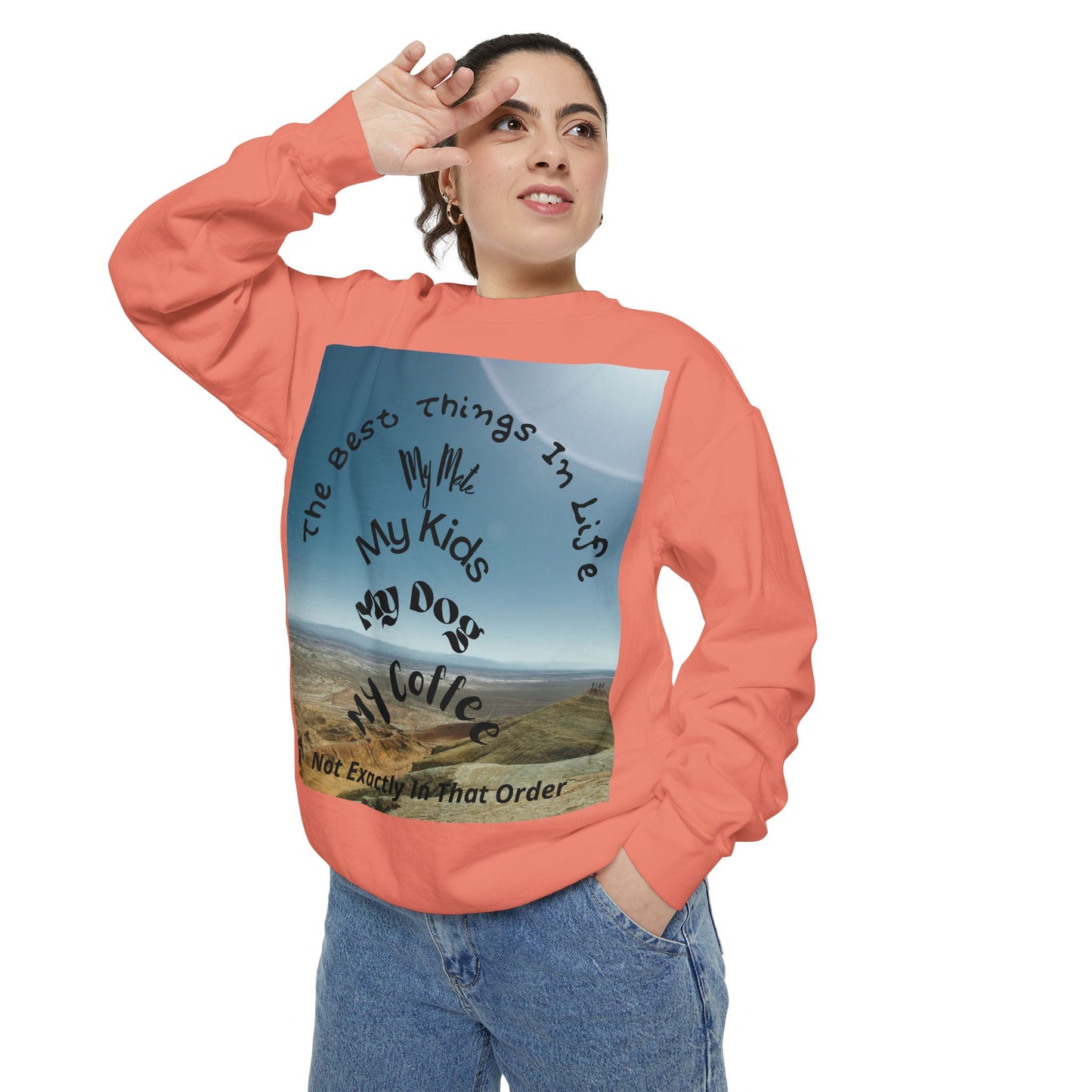 Coastal Family Vibes Sweatshirt — "The Best Things in Life" Graphic Crewneck