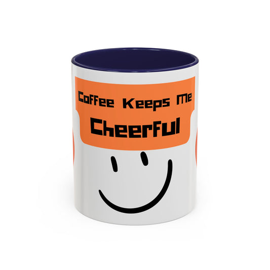 Coffee Keeps Me Cheerful Accent Mug — Smiley Heart 11/15oz