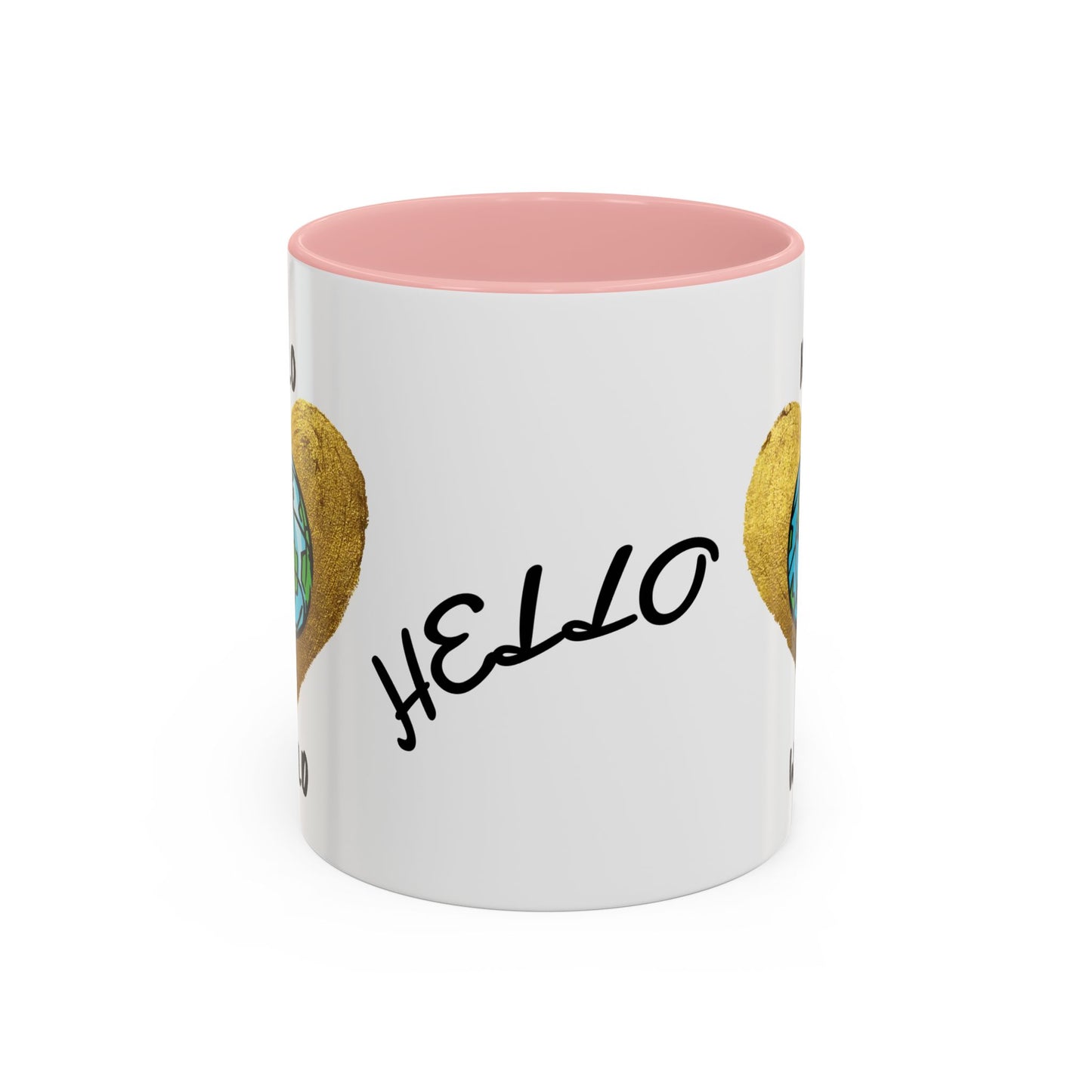 Hello World Coffee Mug — Heart Globe Accent 11oz