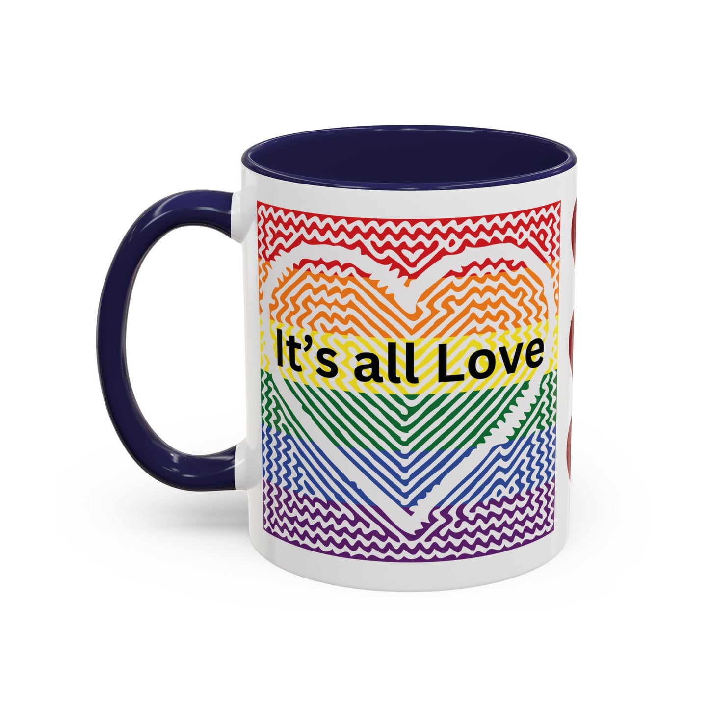 It's All Love Rainbow Heart Coffee Mug — Pride Accent Mug (11/15oz)