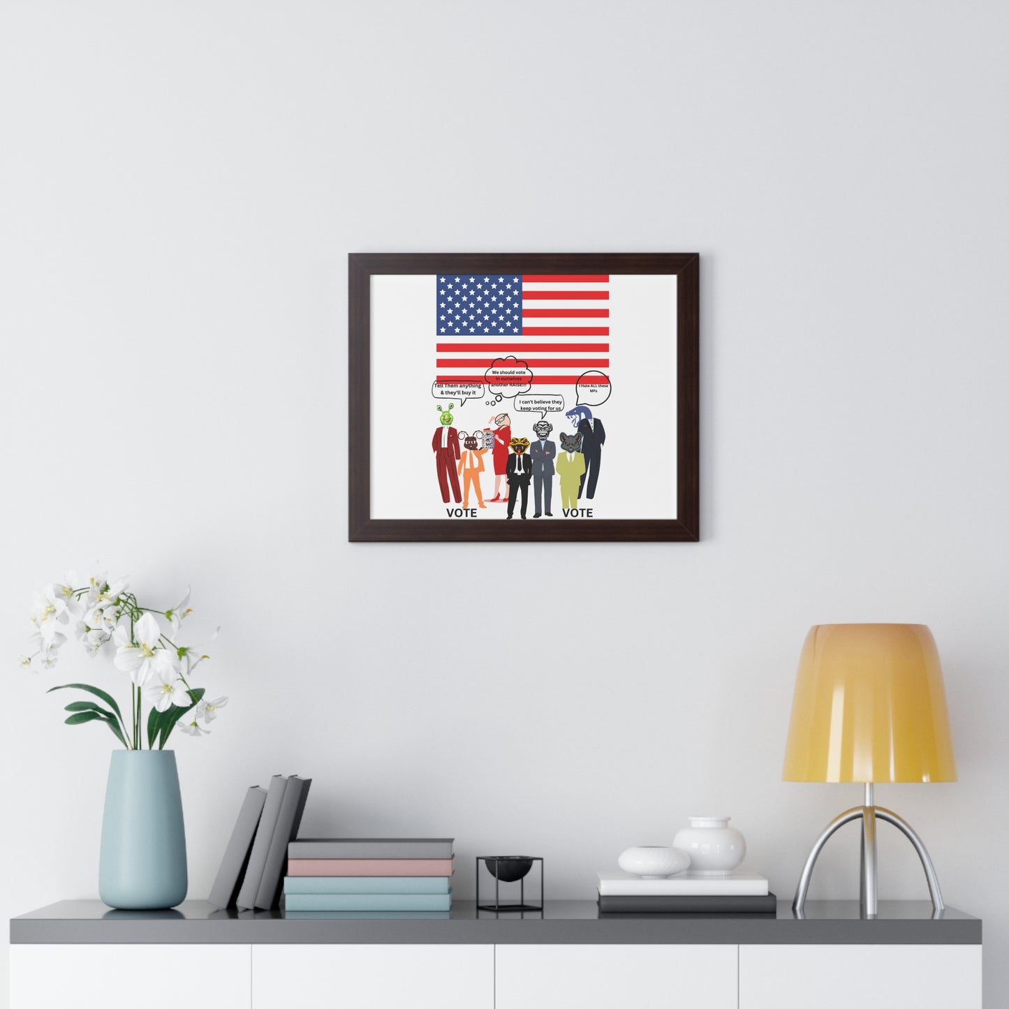 Framed Poster — Patriotic Political Cartoon "Jar of Lies" Print