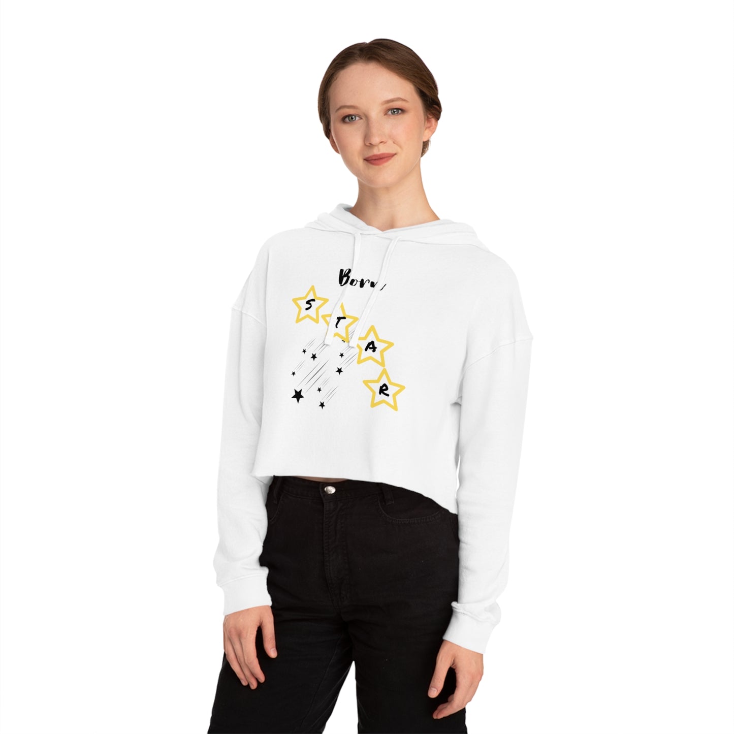 'Born Star' - Women’s Cropped Hoodie - Stylish & Comfortable Sweatshirt for Celebrations