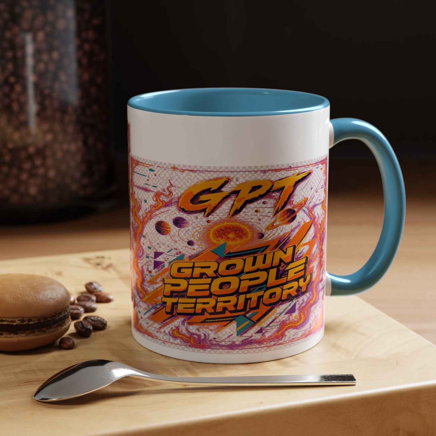 Accent Coffee Mug — "GPT: Grown People Territory" Bold Graphic Coffee Cup