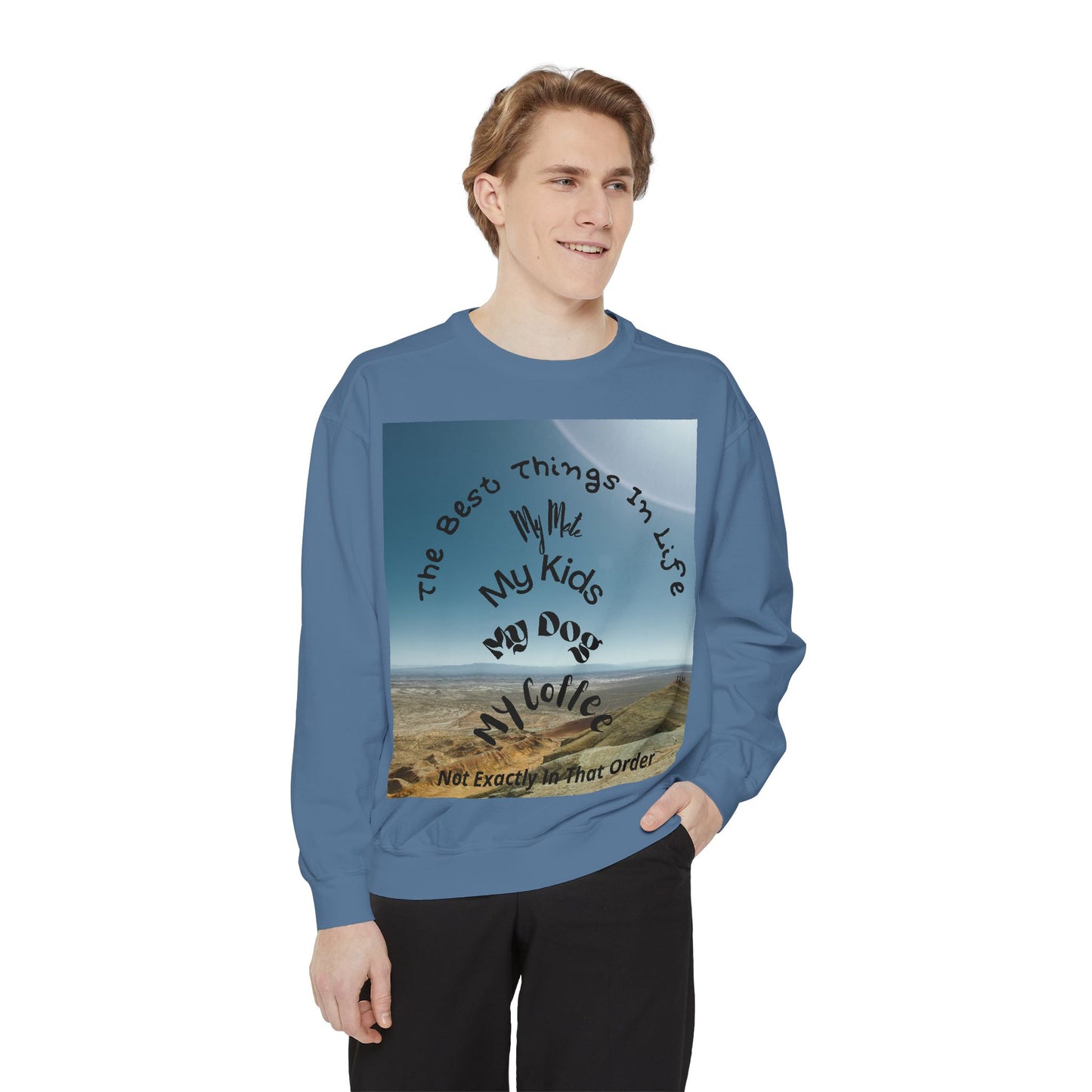 Coastal Family Vibes Sweatshirt — "The Best Things in Life" Graphic Crewneck