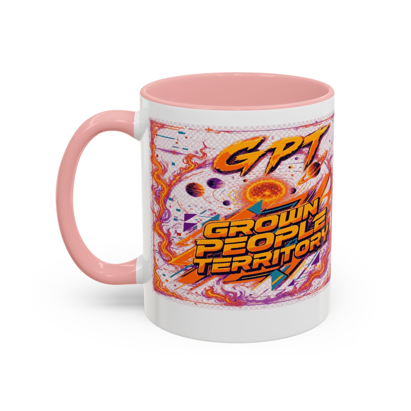 Accent Coffee Mug — "GPT: Grown People Territory" Bold Graphic Coffee Cup