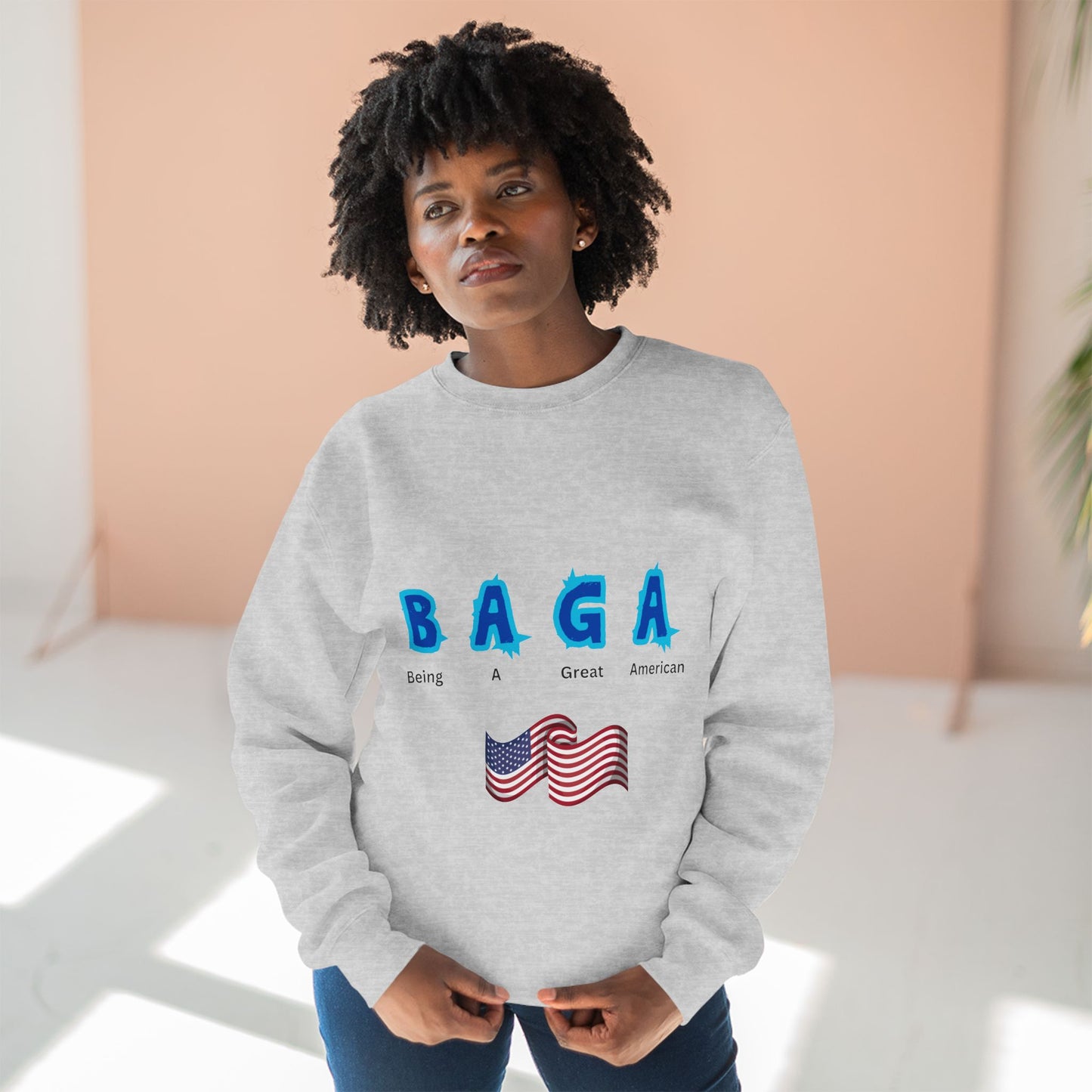 B-A-G-A: Patriotic Crewneck Sweatshirt - Great American Flag Design