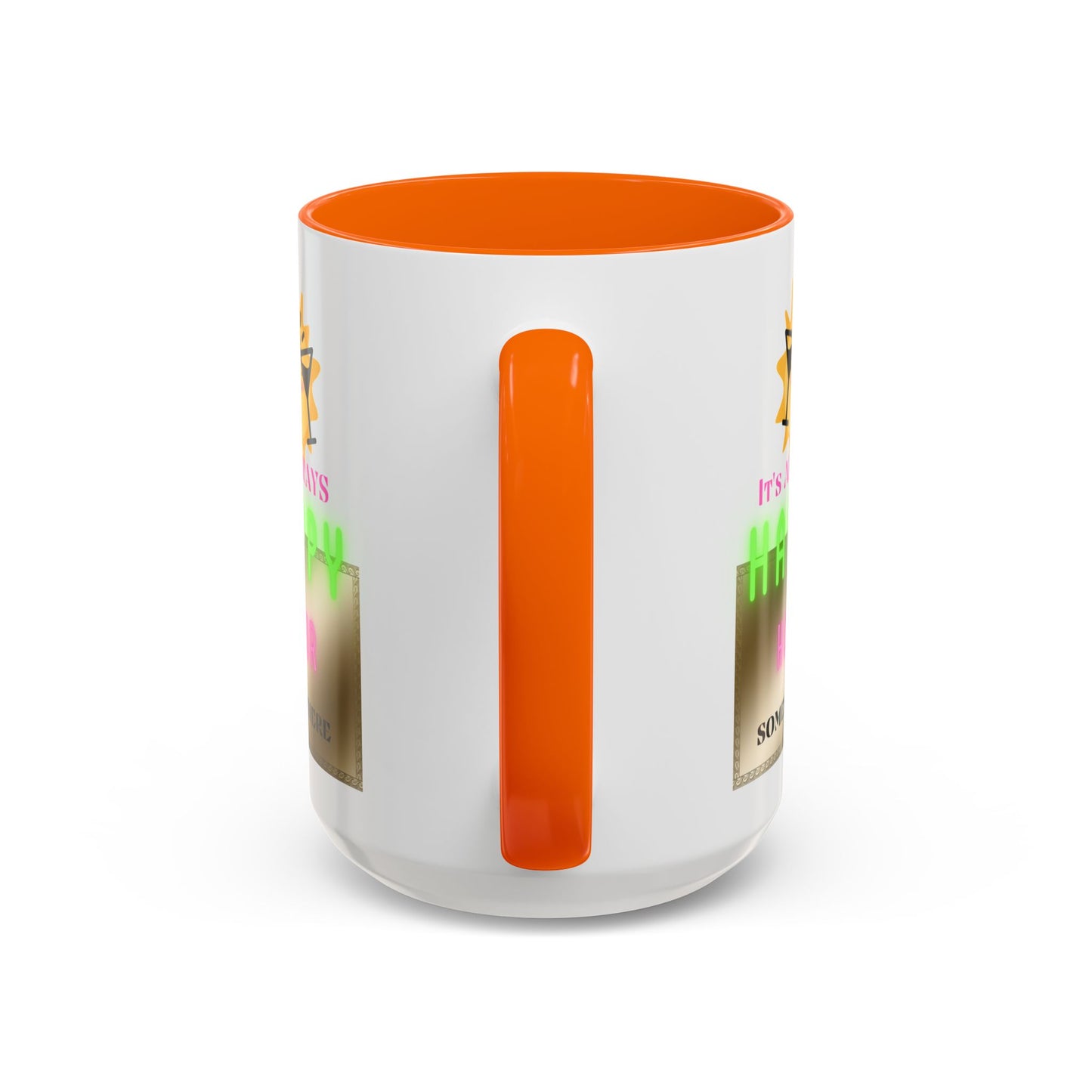 Coffee Mug — "It's Always Happy Hour Somewhere" Neon Sun Cocktail Accent Mug