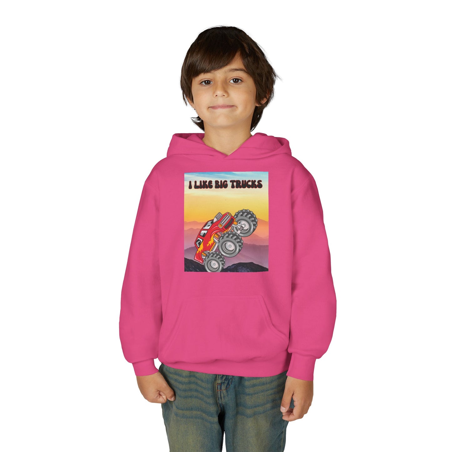 Youth Hoodie — "I Like Big Trucks" Monster Truck Graphic