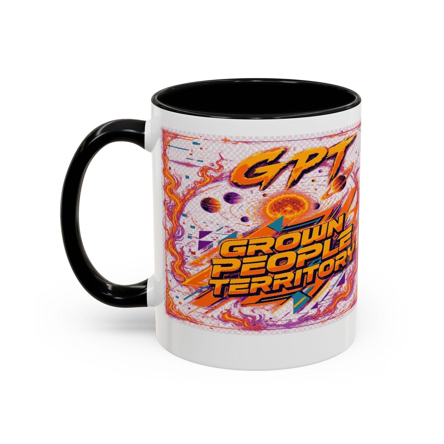 Accent Coffee Mug — "GPT: Grown People Territory" Bold Graphic Coffee Cup