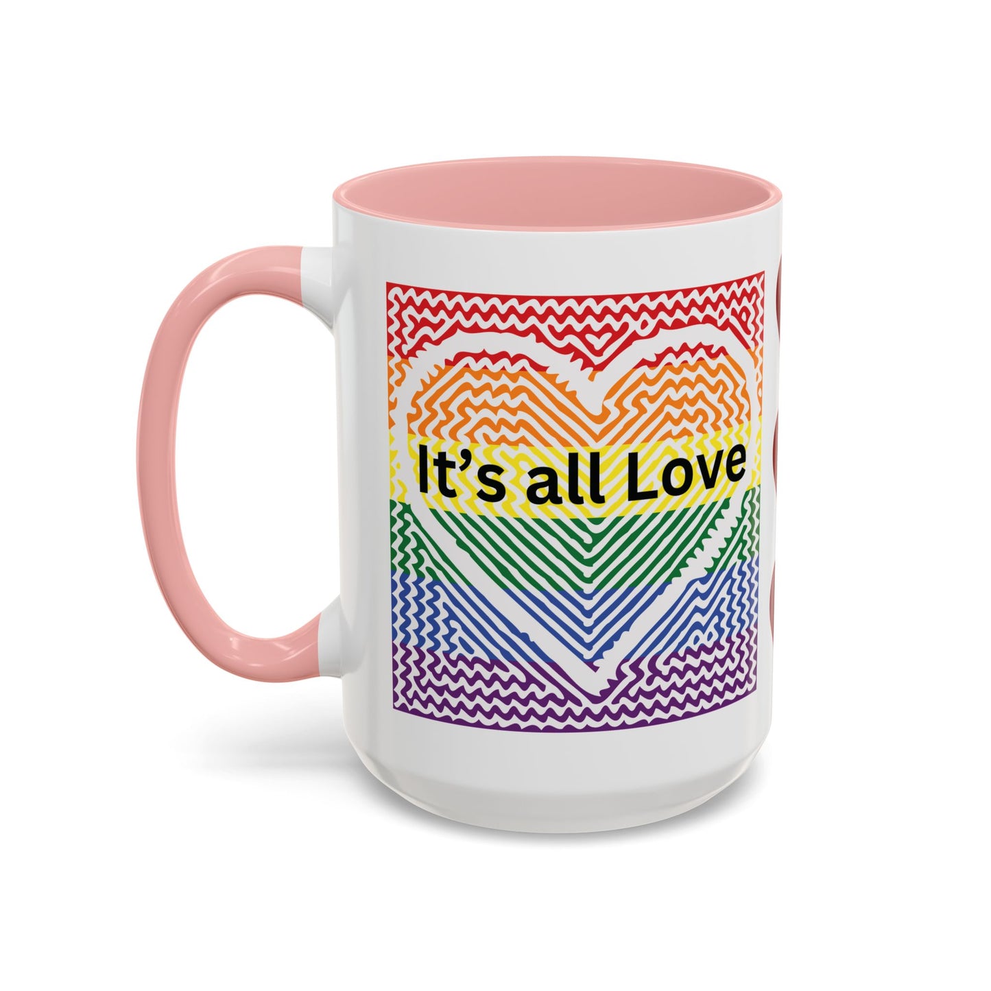 It's All Love Rainbow Heart Coffee Mug — Pride Accent Mug (11/15oz)