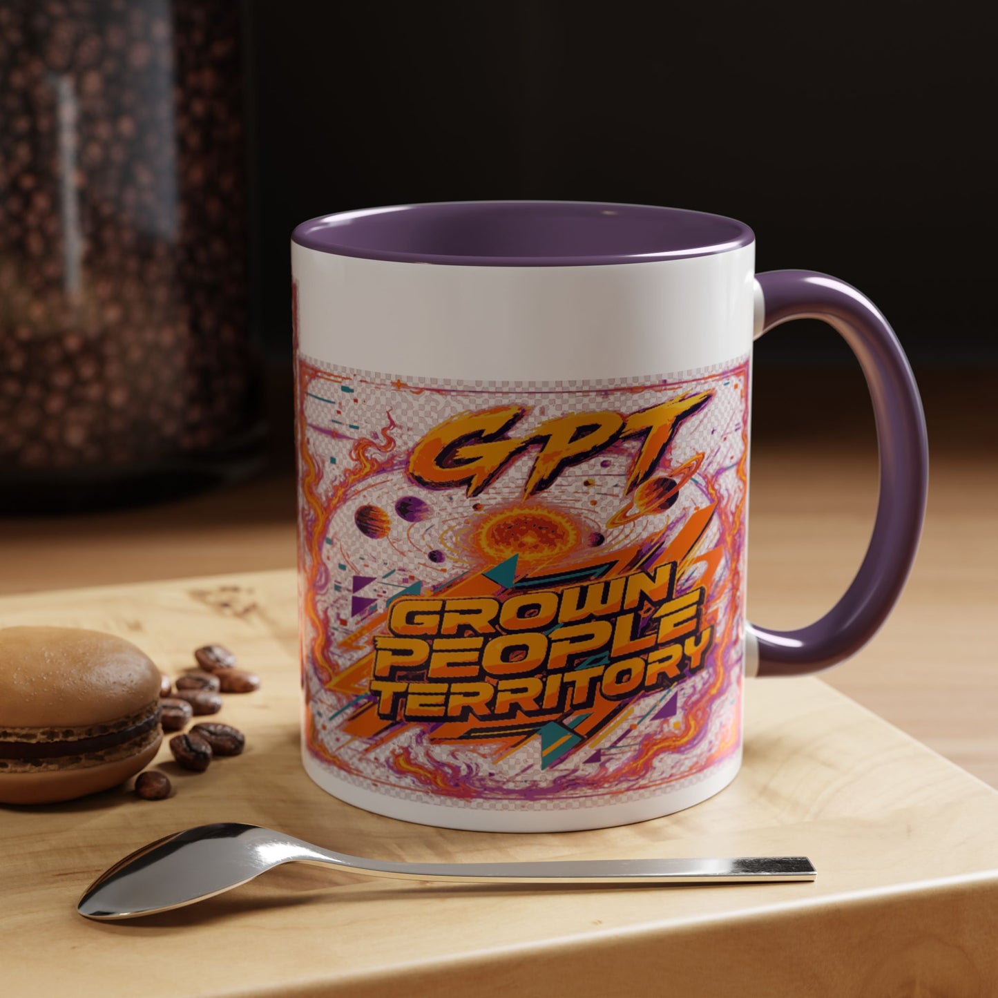 Accent Coffee Mug — "GPT: Grown People Territory" Bold Graphic Coffee Cup