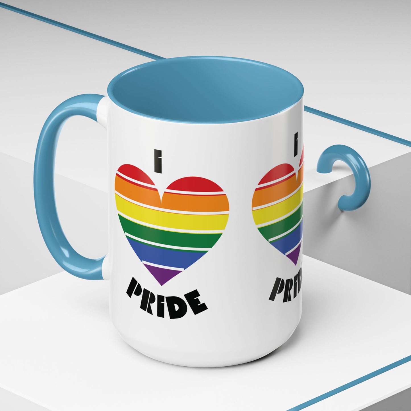 I Heart Pride Accent Coffee Mug – Rainbow Love 11/15oz