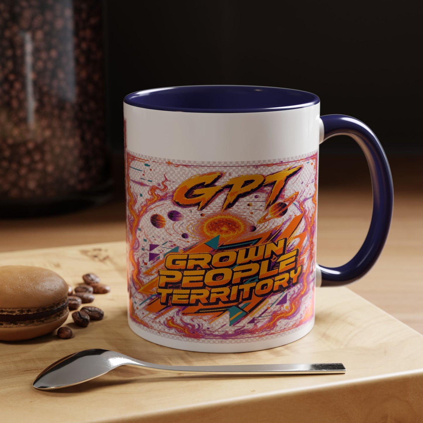 Accent Coffee Mug — "GPT: Grown People Territory" Bold Graphic Coffee Cup