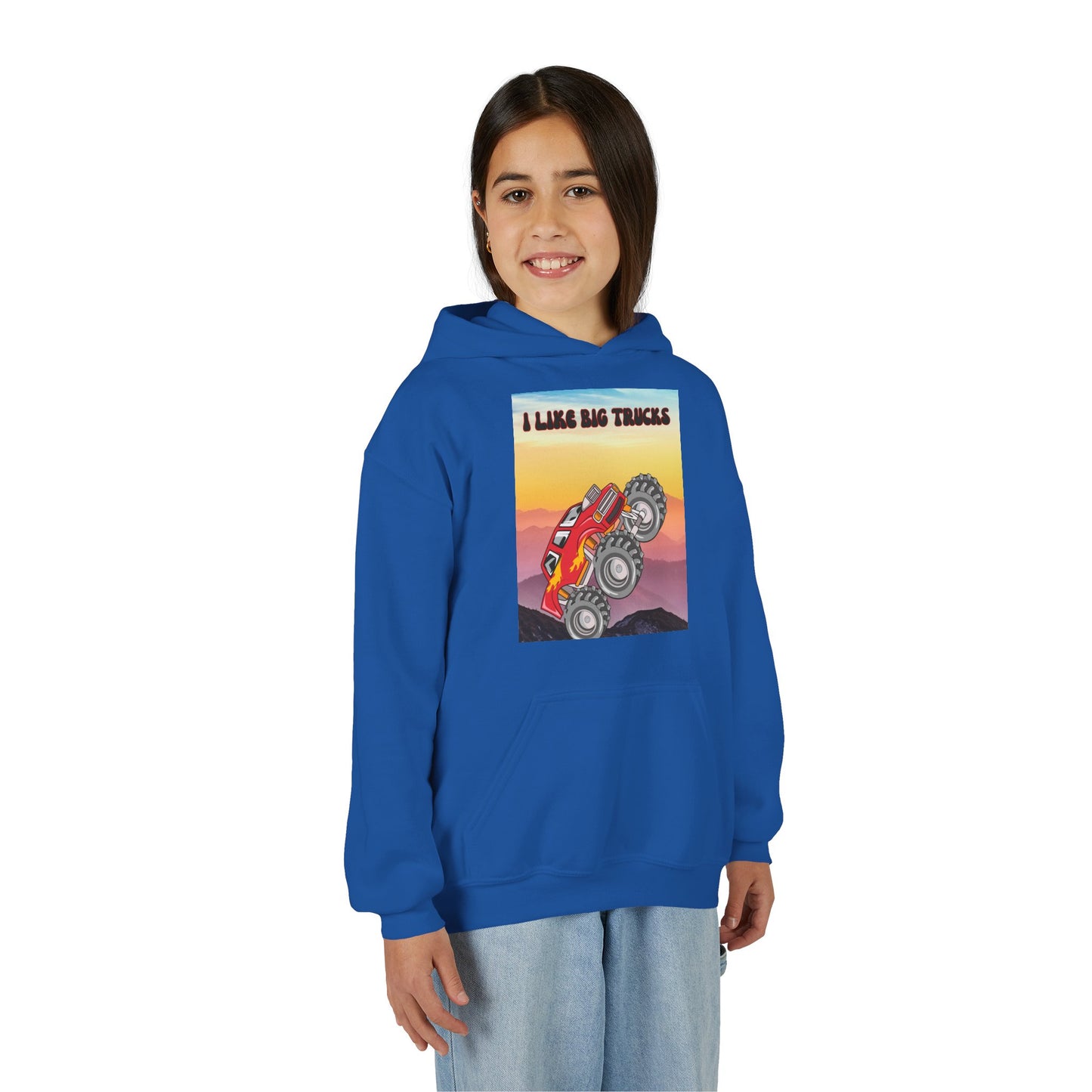 Youth Hoodie — "I Like Big Trucks" Monster Truck Graphic