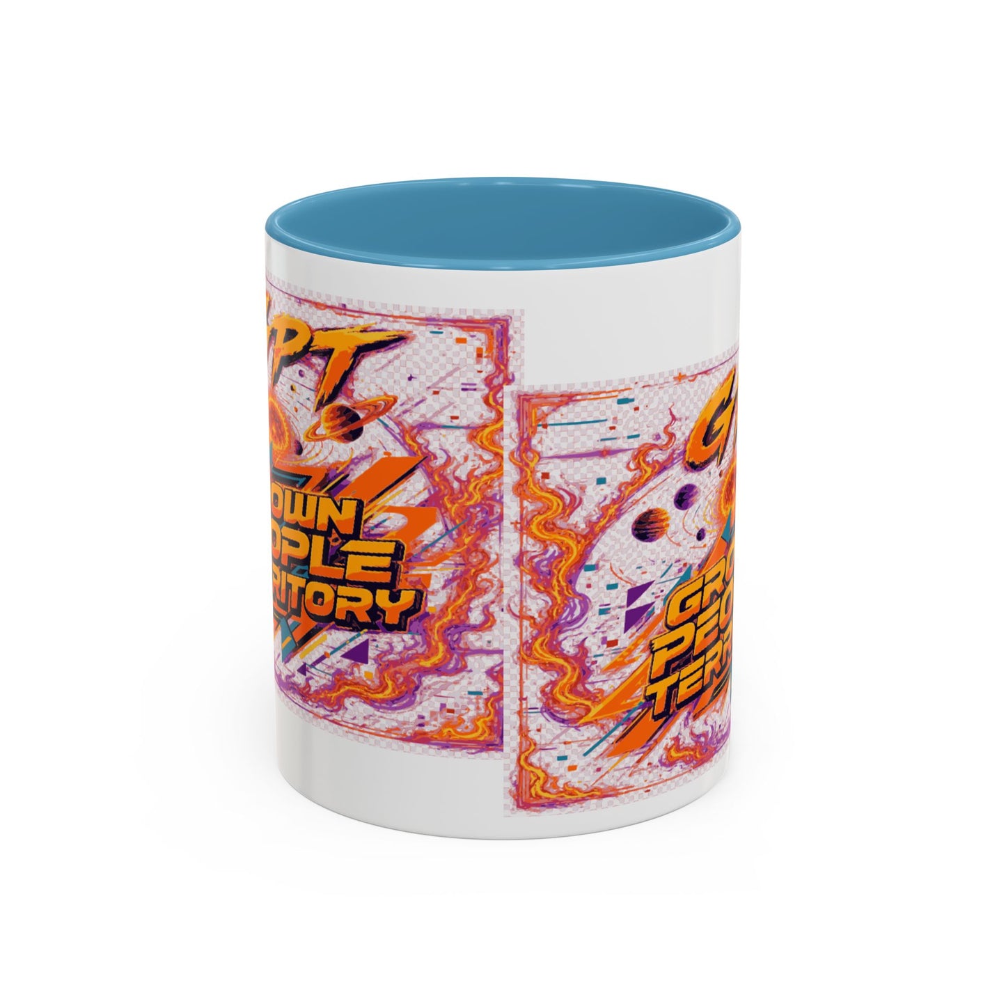 Accent Coffee Mug — "GPT: Grown People Territory" Bold Graphic Coffee Cup