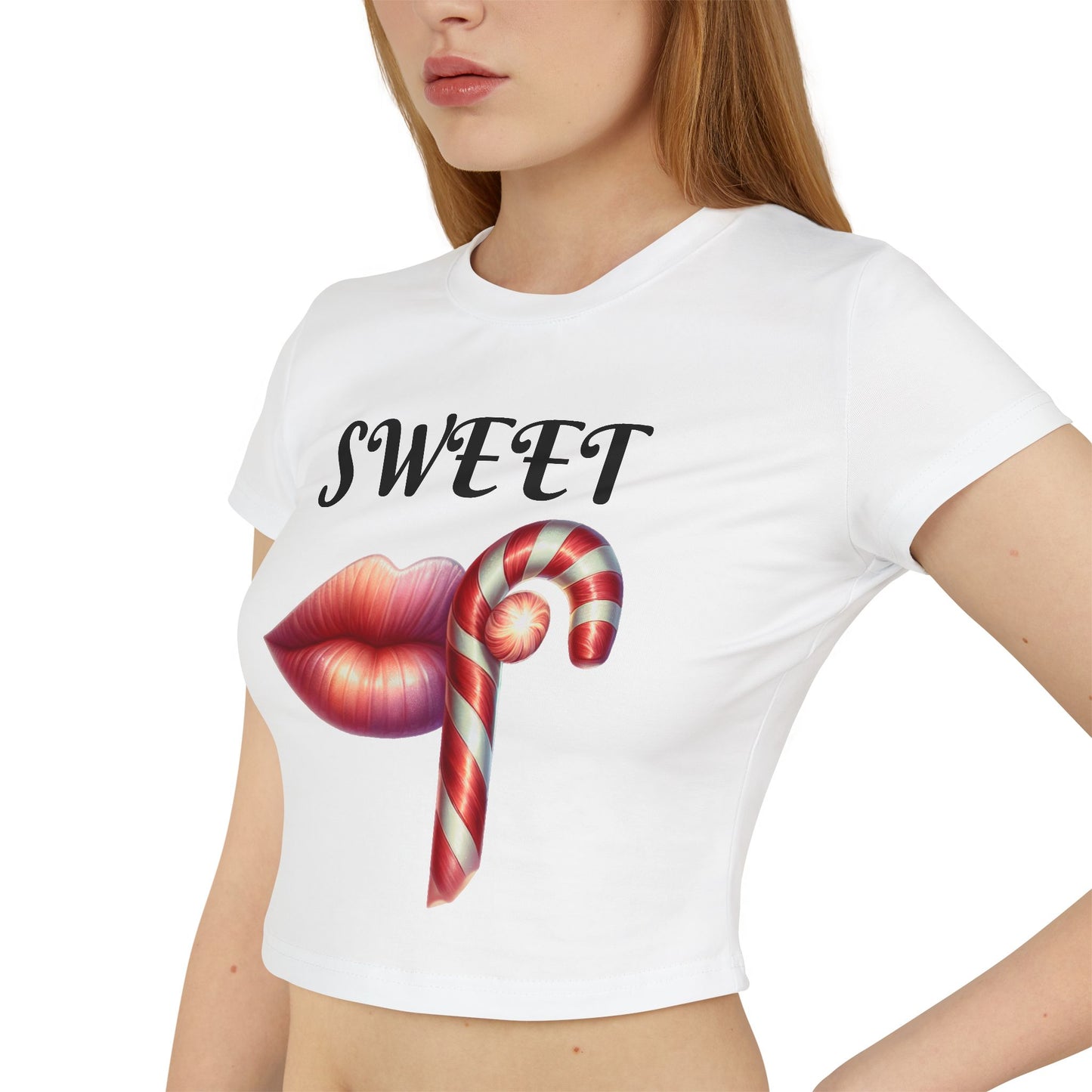 Sweet Candy Cane -Themed Women's Cropped Tee