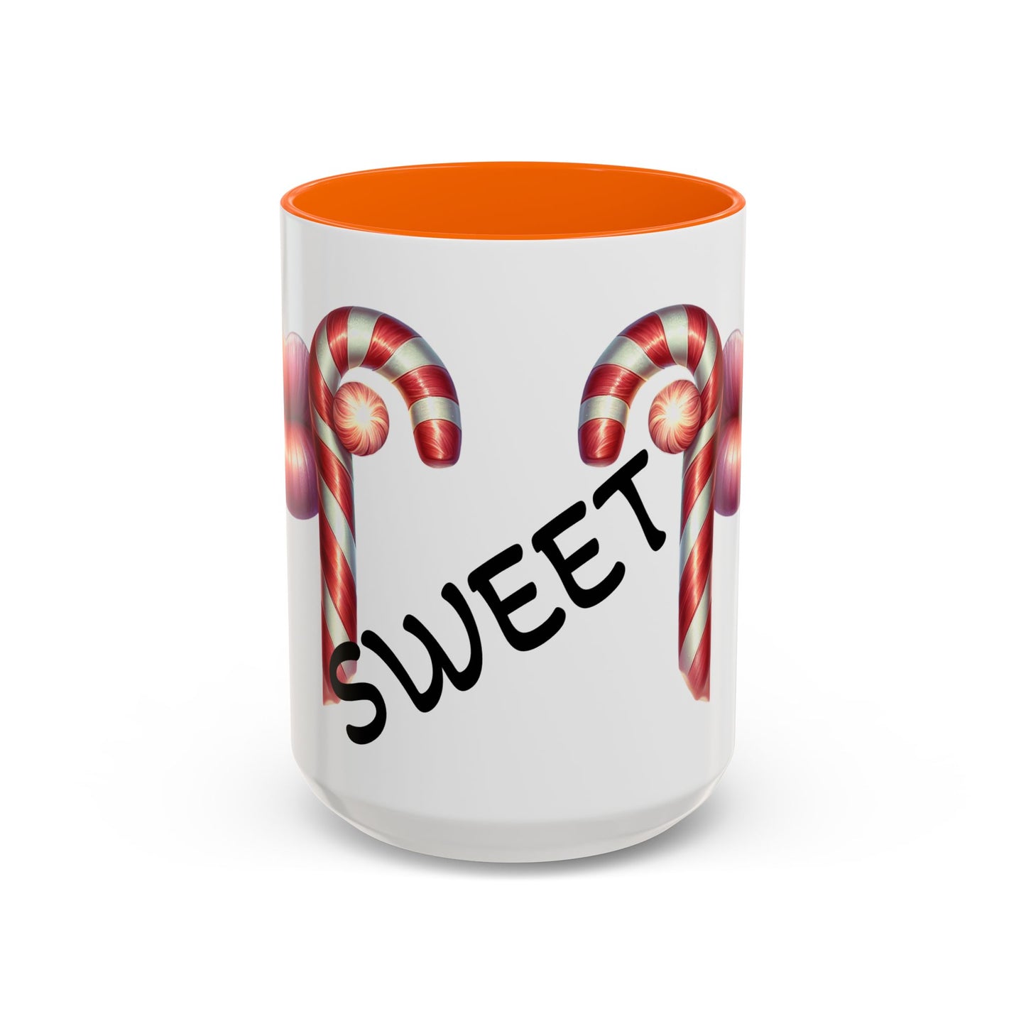 Candy Cane Kiss Accent Coffee Mug — "Sweet" Holiday Hot Cocoa Cup