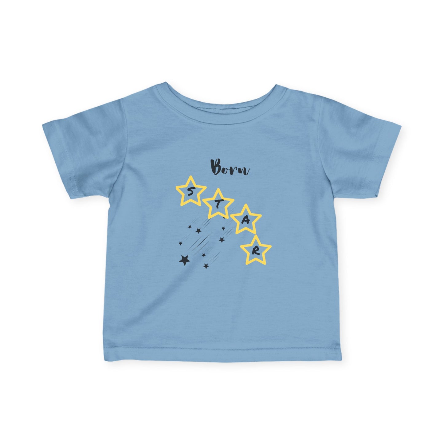 Infant Tee — "Born Star" Yellow Star Graphic Baby Shirt