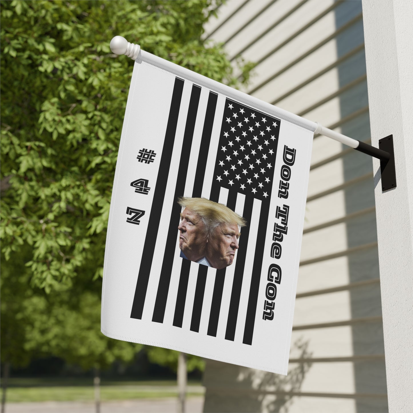 2-Faced:  Political Garden Flag — “Don The Con” Trump Double-Head Design