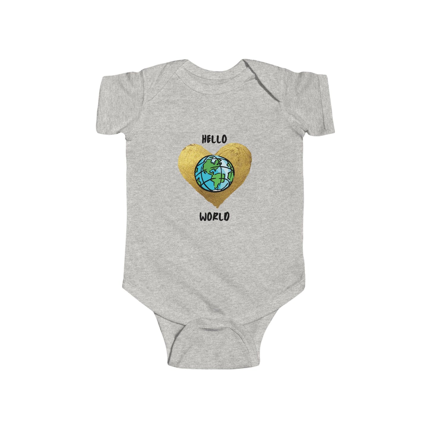 Infant Bodysuit "Hello World" Earth Heart Graphic