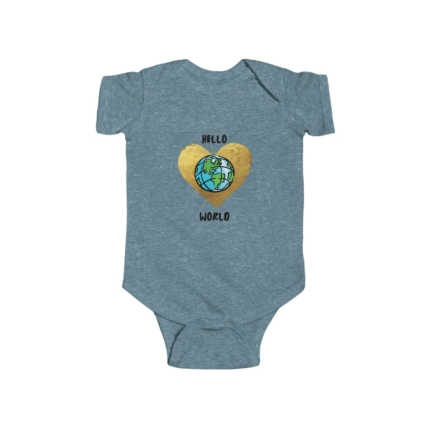 Infant Bodysuit "Hello World" Earth Heart Graphic