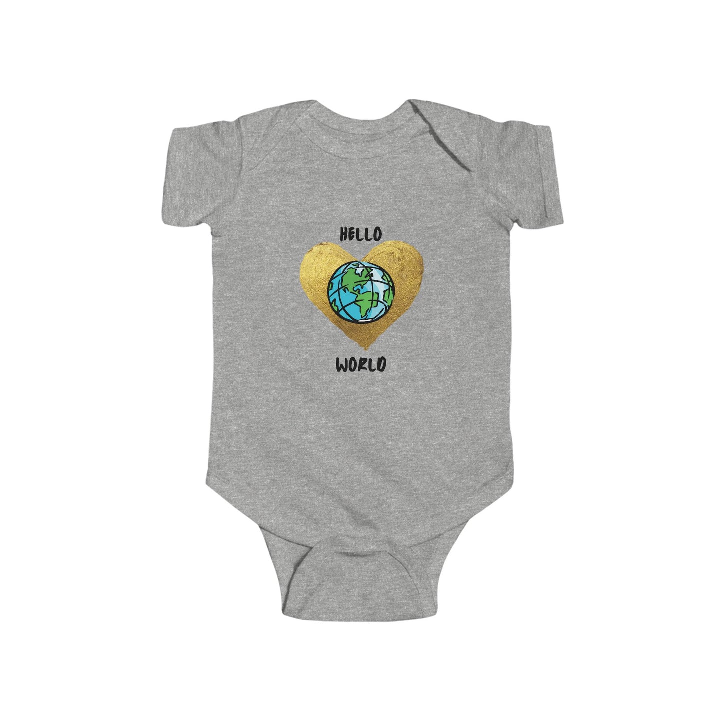 Infant Bodysuit "Hello World" Earth Heart Graphic