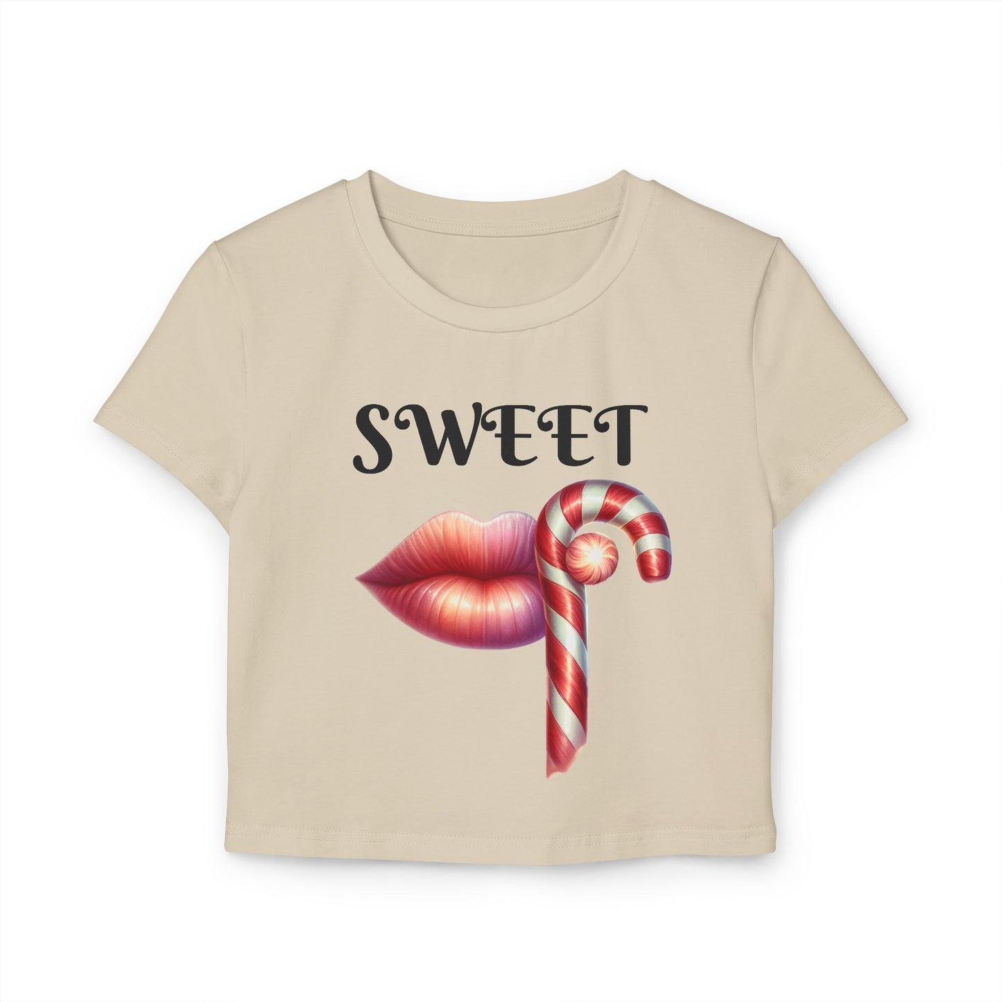Sweet Candy Cane -Themed Women's Cropped Tee
