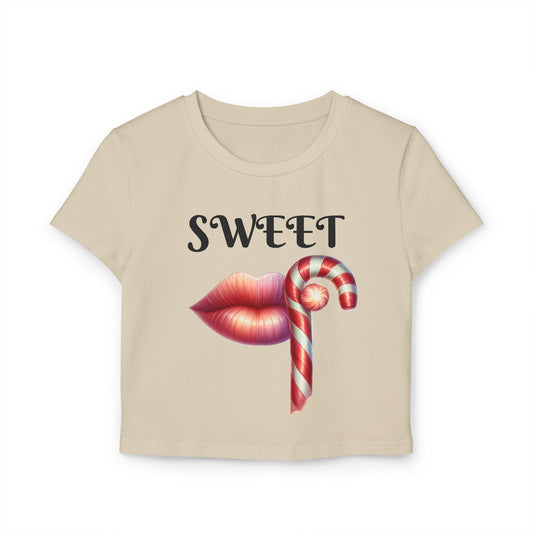 Sweet Candy Cane -Themed Women's Cropped Tee