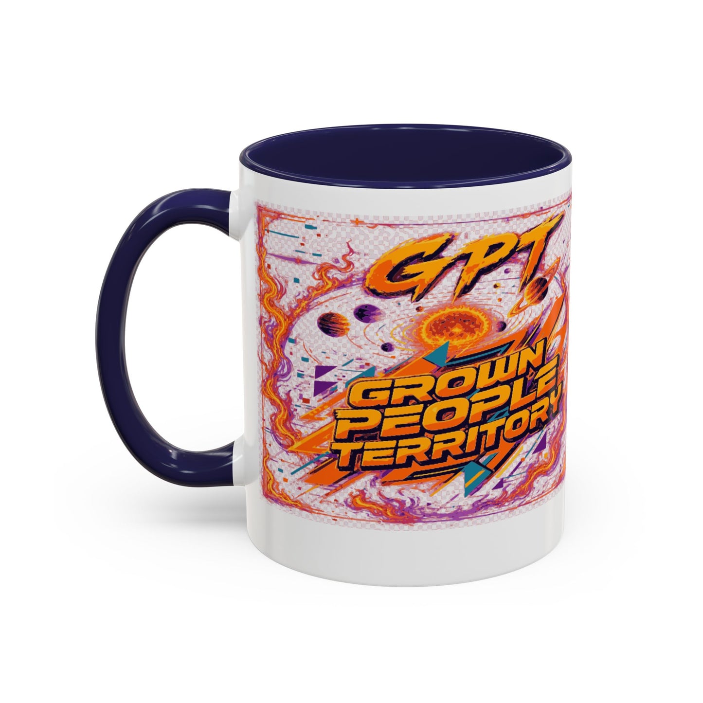 Accent Coffee Mug — "GPT: Grown People Territory" Bold Graphic Coffee Cup