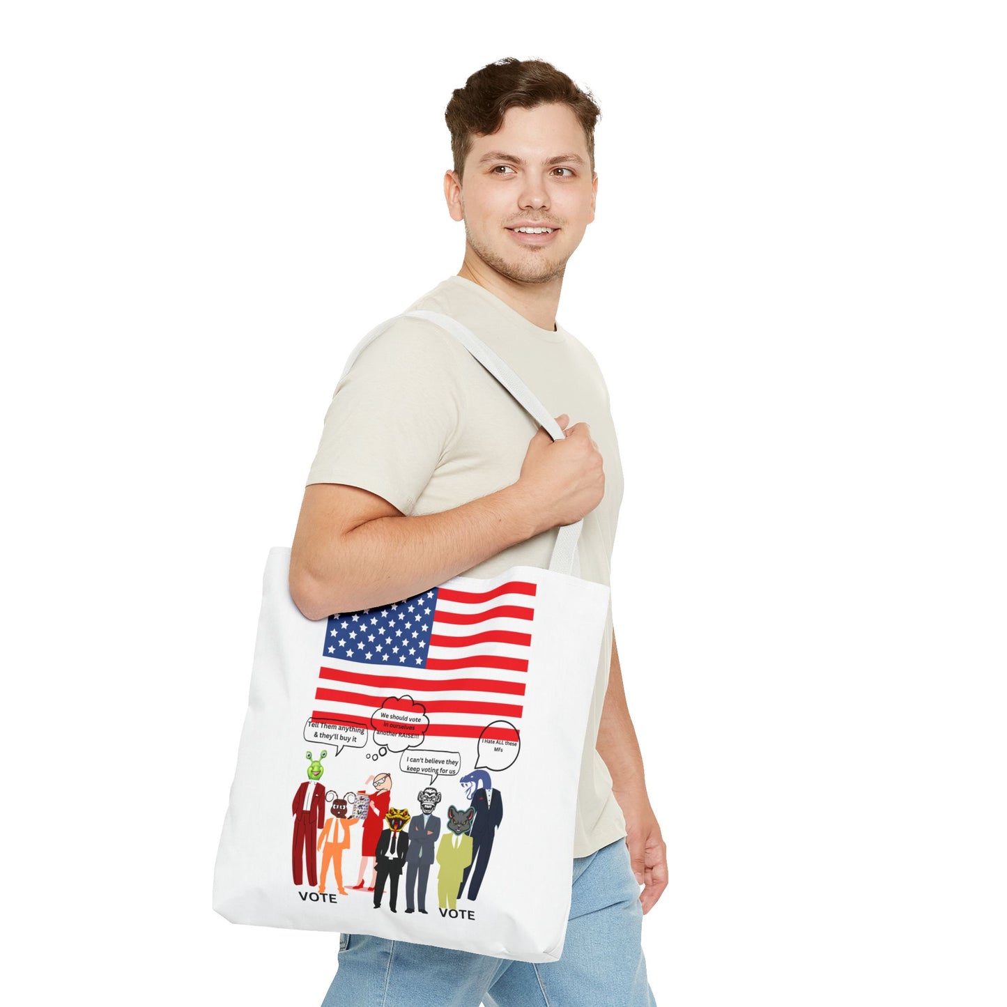 Patriotic Vote Tote Bag, Eco-Friendly Shopping Bag, Political Campaign Merchandise, Election Day Gift, USA Flag Design