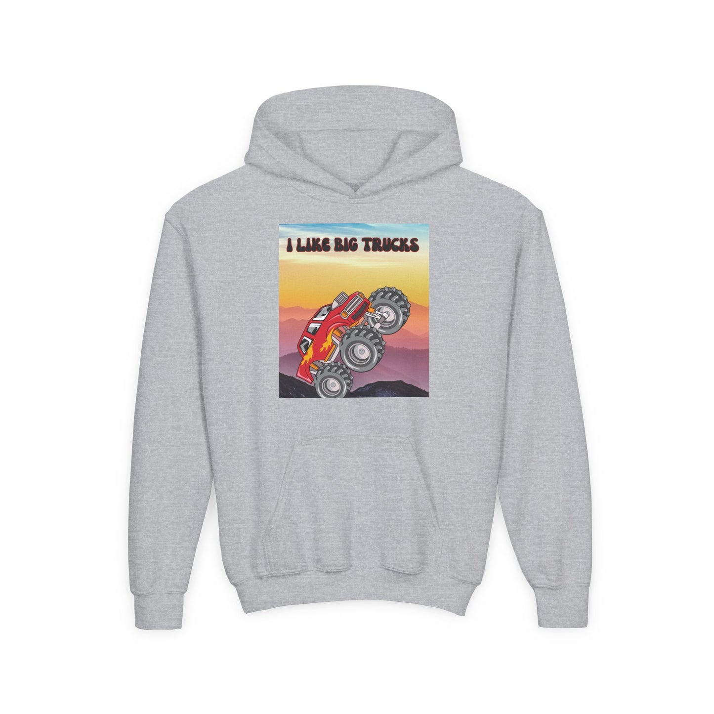 Youth Hoodie — "I Like Big Trucks" Monster Truck Graphic
