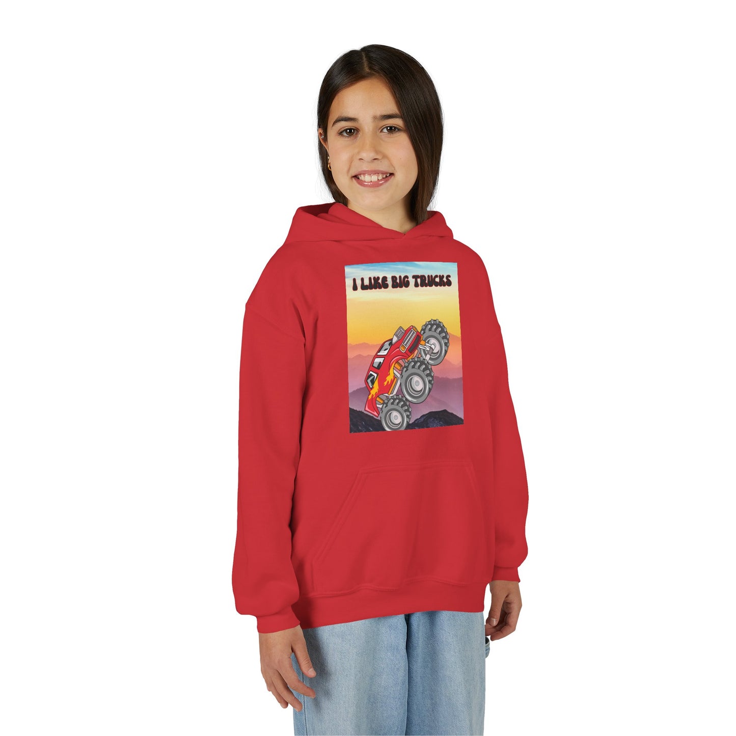 Youth Hoodie — "I Like Big Trucks" Monster Truck Graphic