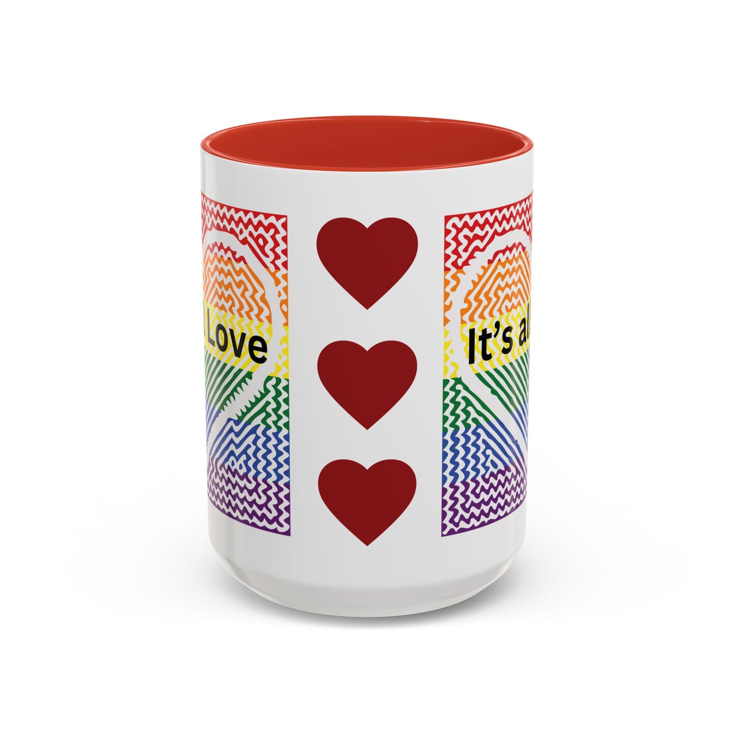 It's All Love Rainbow Heart Coffee Mug — Pride Accent Mug (11/15oz)