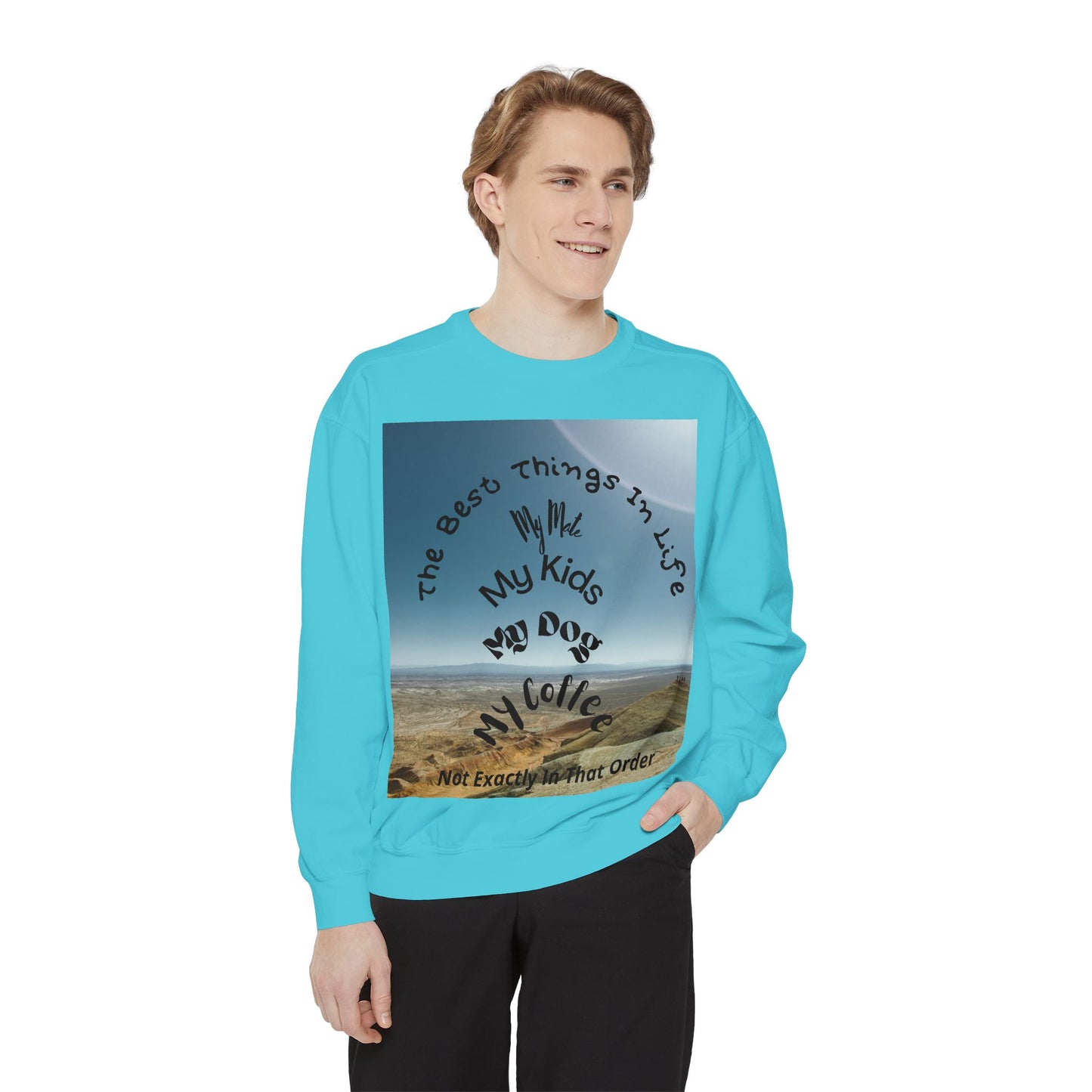 Coastal Family Vibes Sweatshirt — "The Best Things in Life" Graphic Crewneck