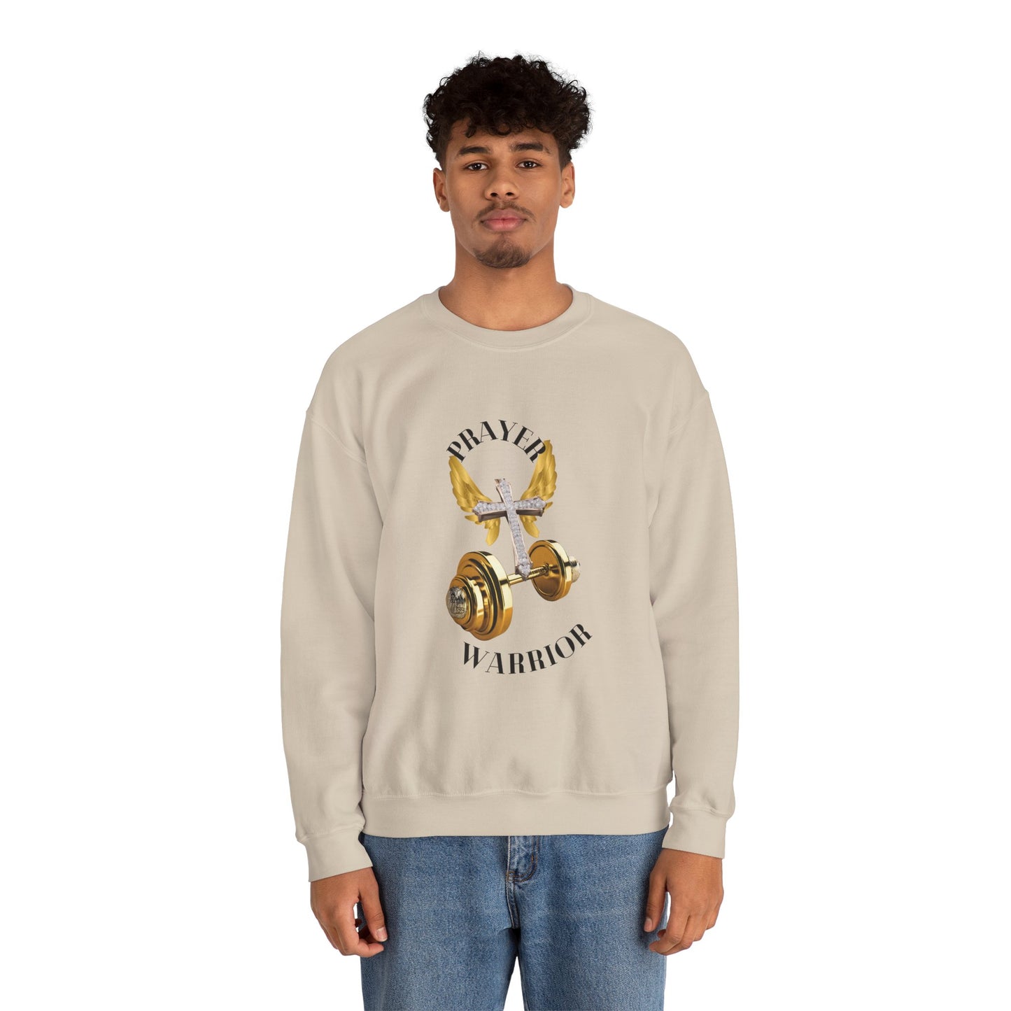 Holy Sweatshirt for "Prayer Warriors" Gold Weights with Wings  and Holy Cross