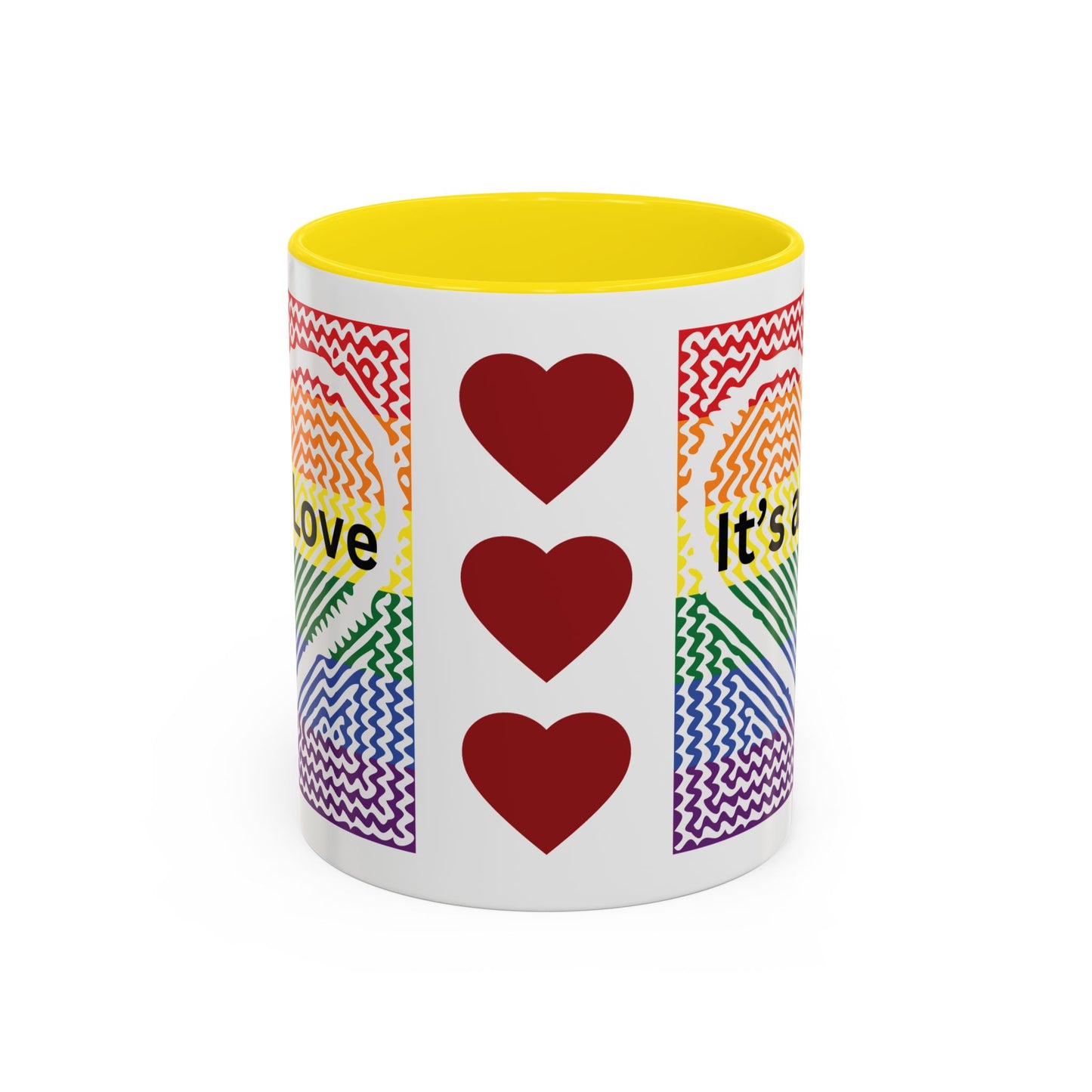 It's All Love Rainbow Heart Coffee Mug — Pride Accent Mug (11/15oz)