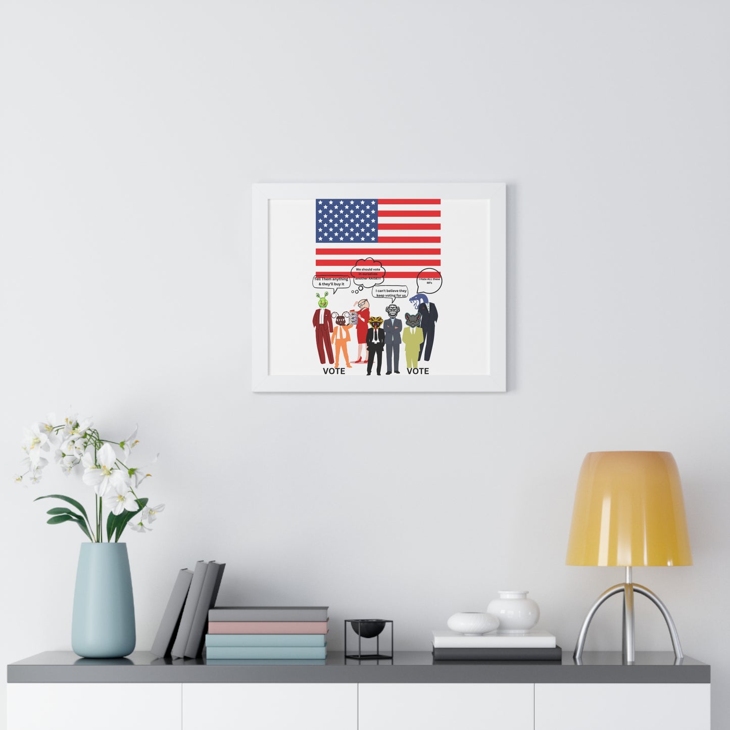 Framed Poster — Patriotic Political Cartoon "Jar of Lies" Print