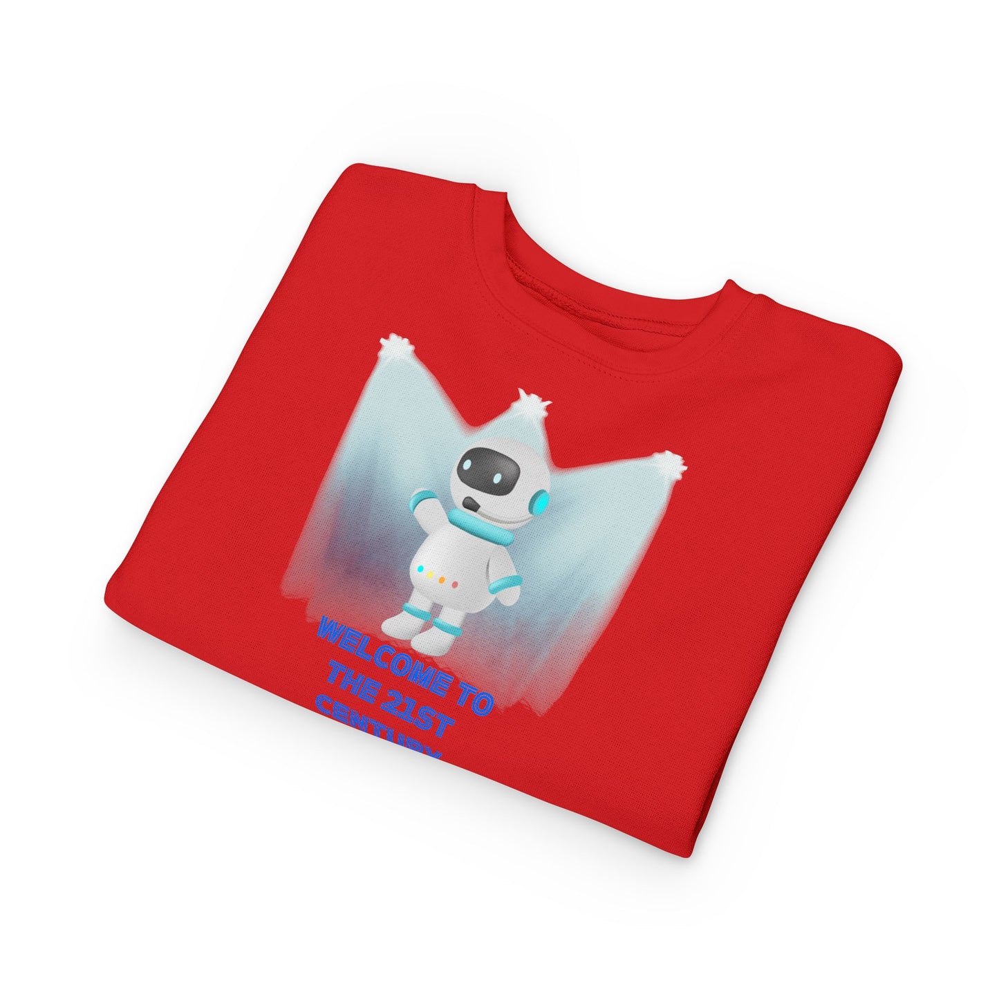 Toddler Sweatshirt - Cute Robot "Welcome to the 21st Century" Kids Crewneck